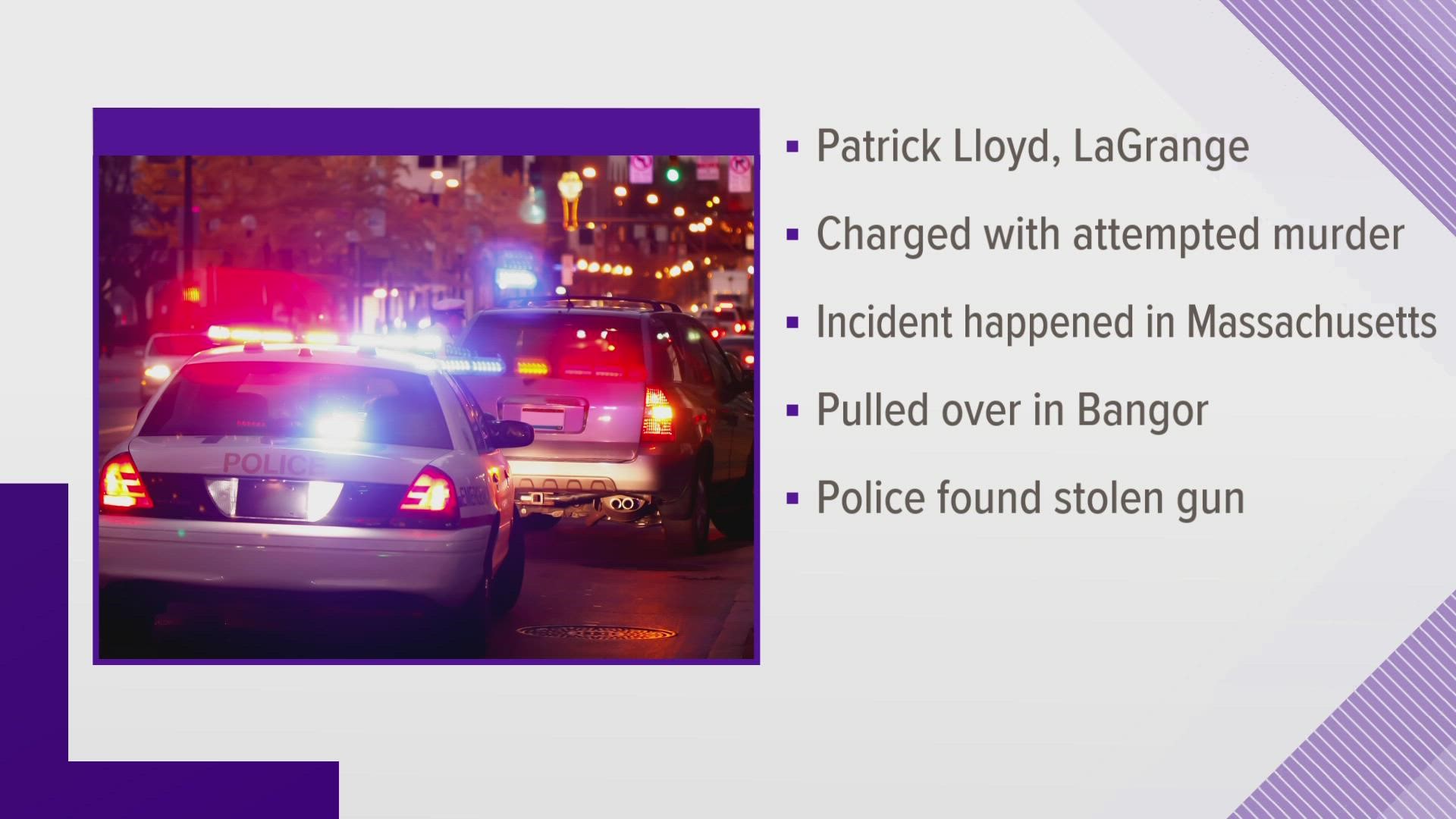 Patrick Lloyd of LaGrange was arrested in Bangor on Friday.