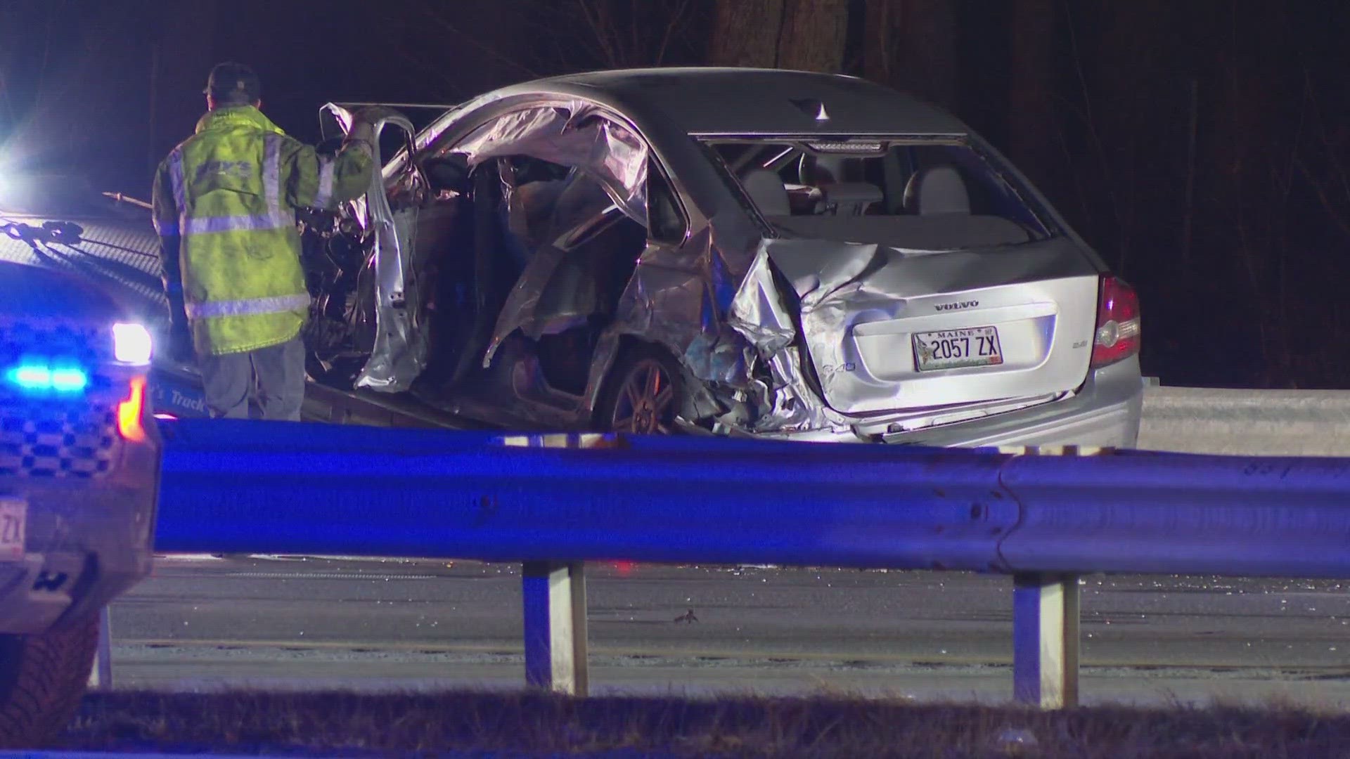 Maine State Police said multiple lanes of the Maine Turnpike in Saco are closed due to the crash.