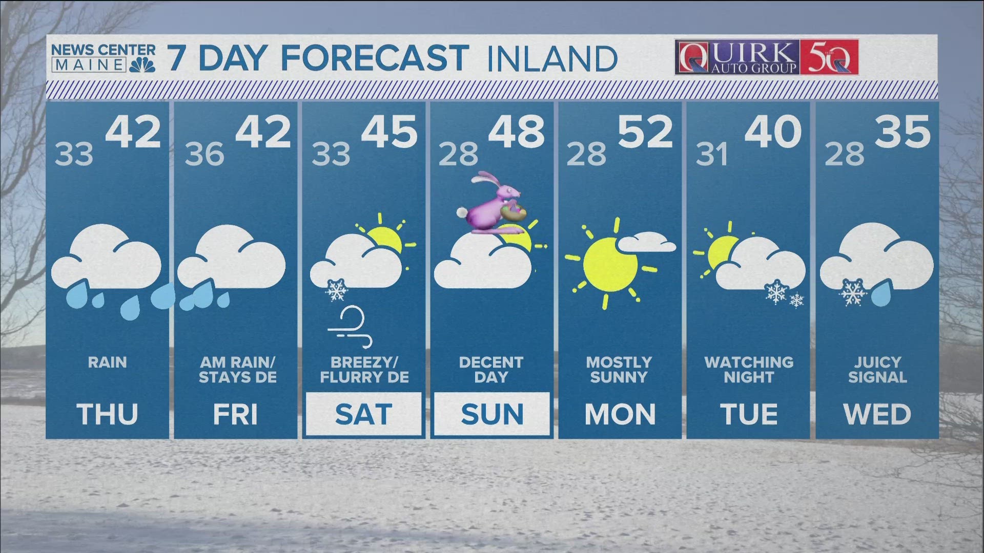 NEWS CENTER Maine Weather Video Forecast Updated 5:30 p.m. Wednesday, March 27, 2024.