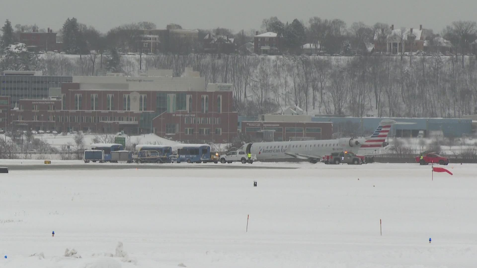 According to Portland International Jetport staff, nobody was injured when an American Airlines flight from Philadelphia slid off the runway after safely landing.