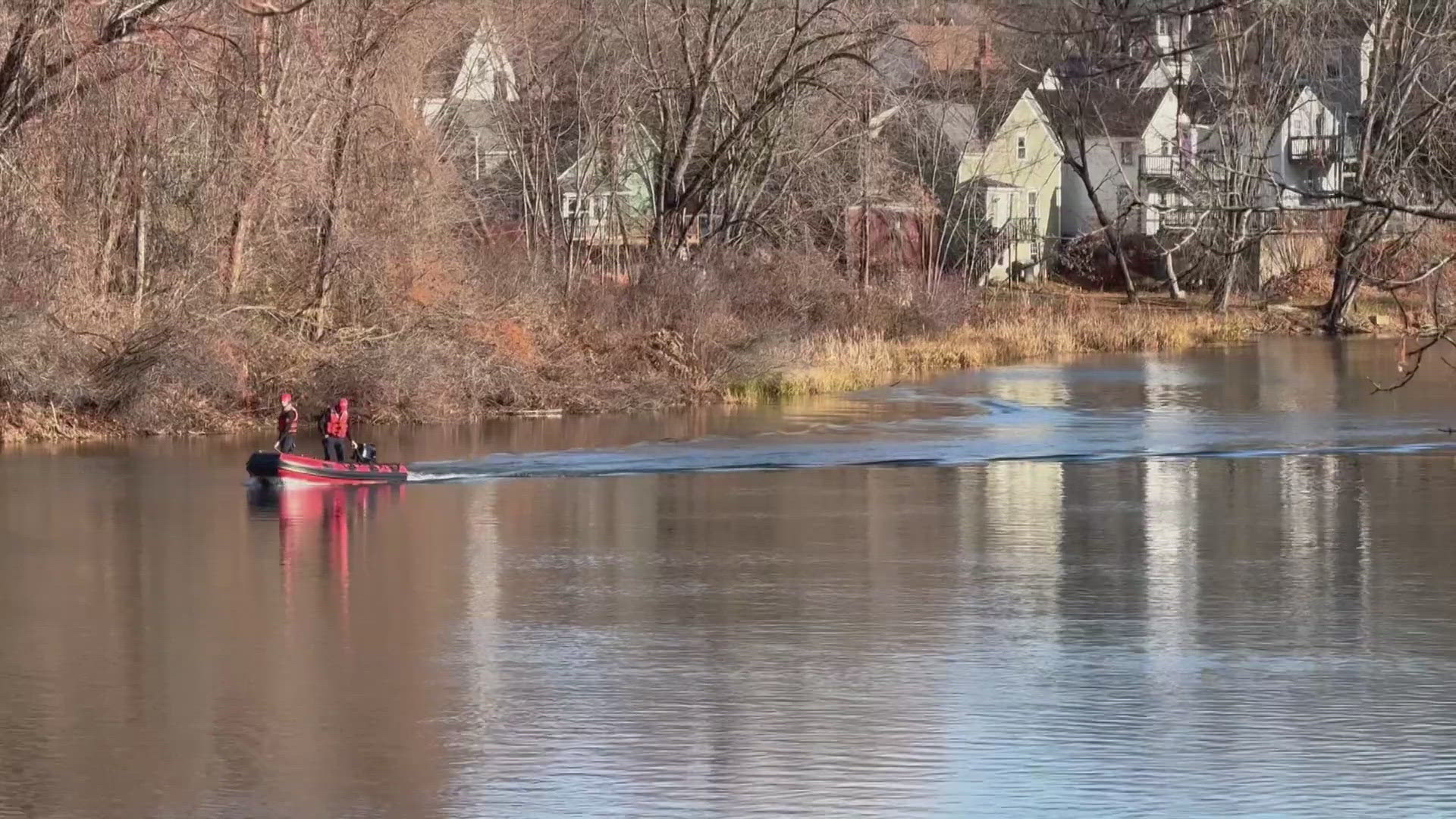 Emergency officials responded to the Presumpscot River, in the area of Knight Street in Westbrook, Friday morning for a large fuel spill.