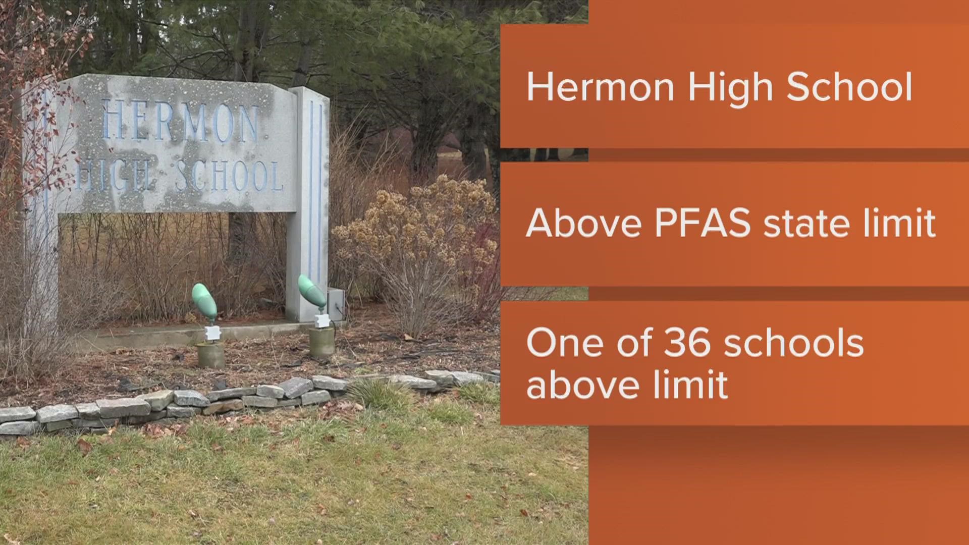 Water samples from the school's well tested above the state limit for PFAS. The school has reportedly set up safe drinking stations and disabled the water fountains.