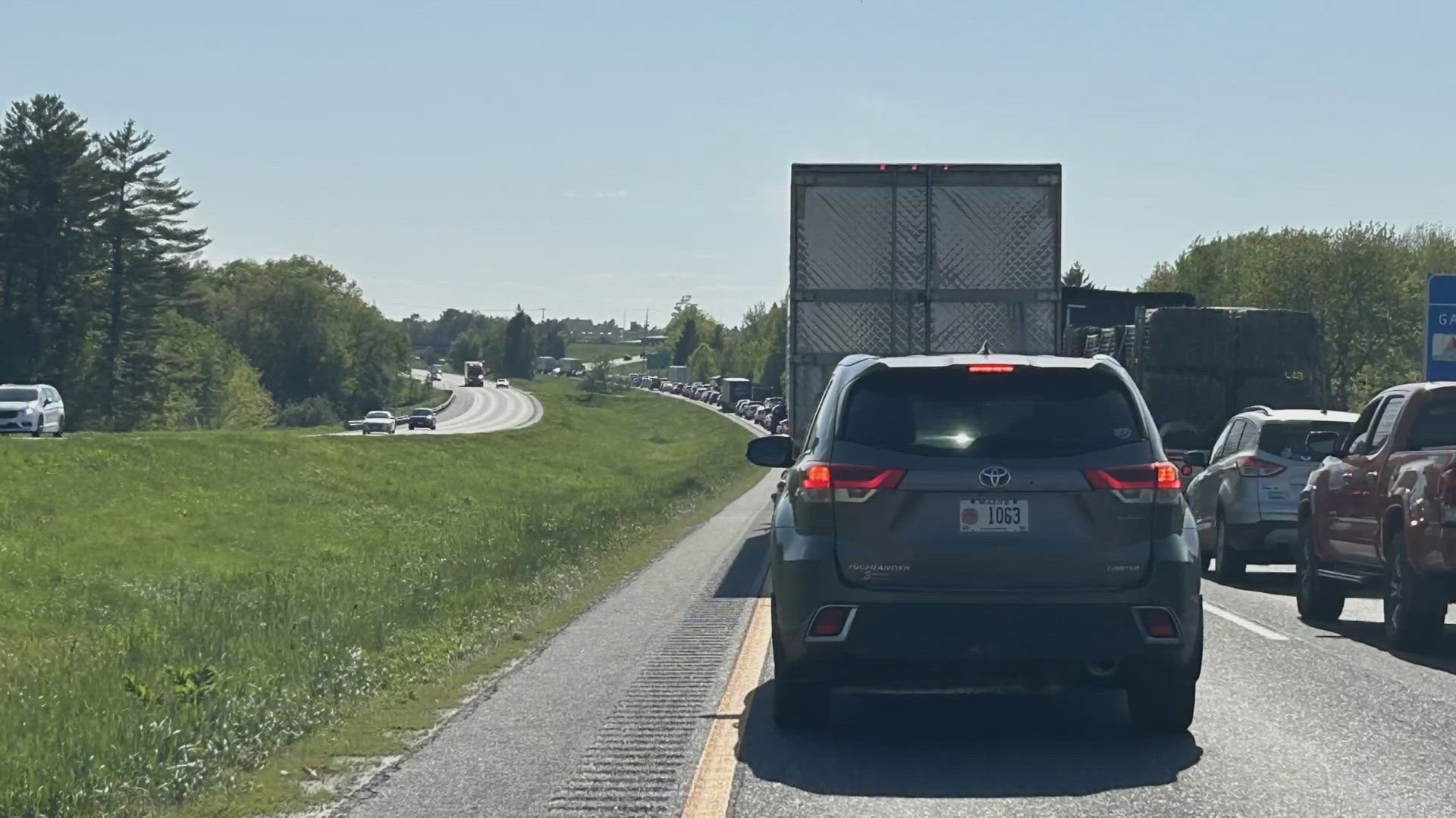 The right lane of the southbound side was closed near Mile Marker 179, creating major traffic backups Wednesday afternoon. 