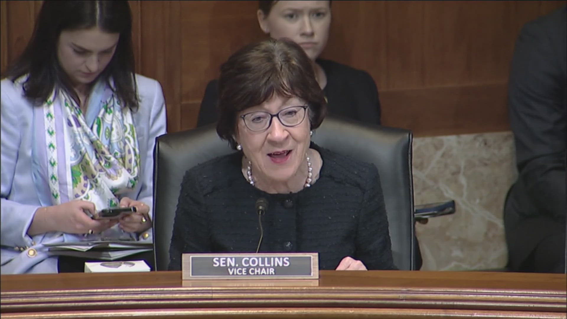 Sen. Susan Collins questioned the Department of Education secretary about the rise of antisemitism on college campuses, as protests continue nationwide.