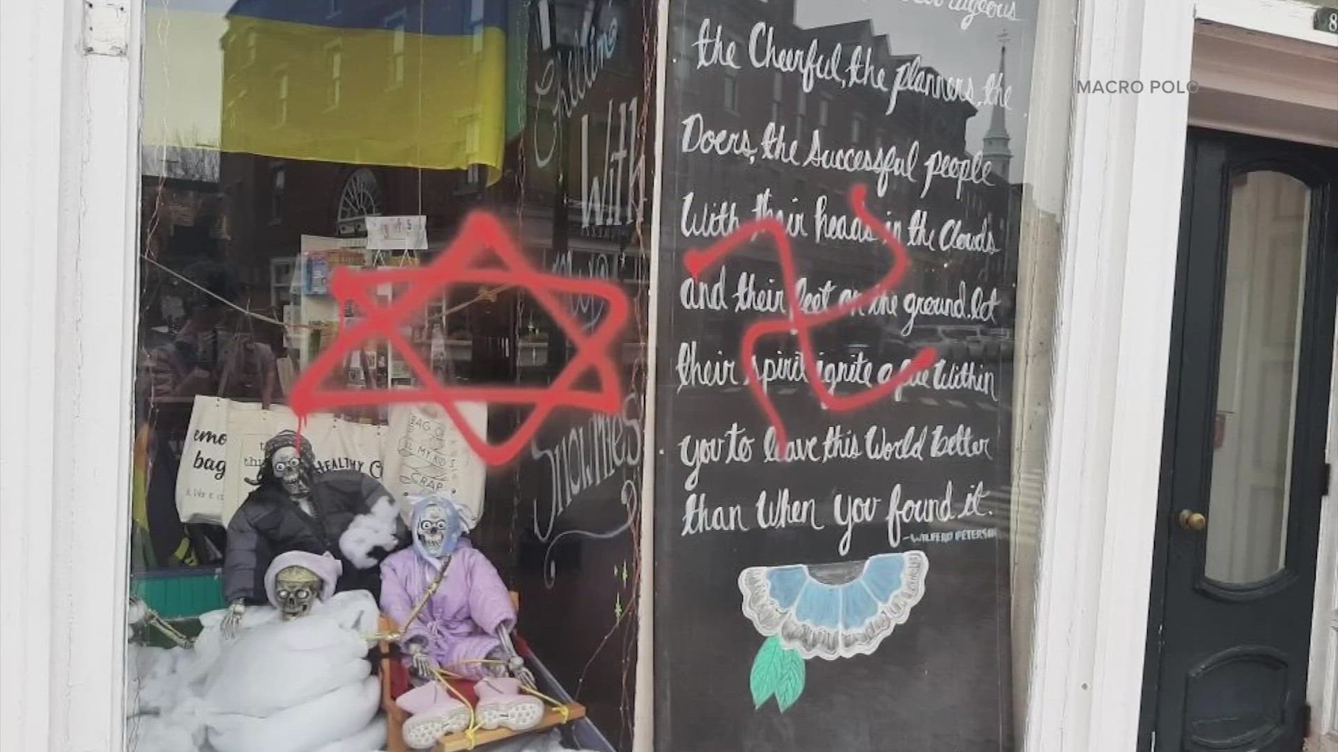 In February, local businesses and community members found hateful and antisemitic graffiti on their signs and windows.