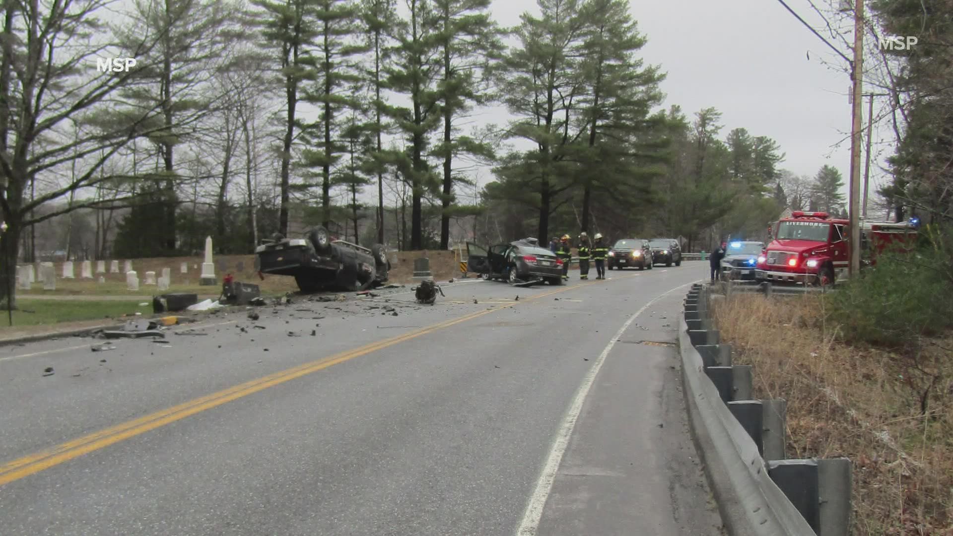 The four occupants who were involved in the crash were all brought to Central Maine Medical Center for moderate to severe injuries.