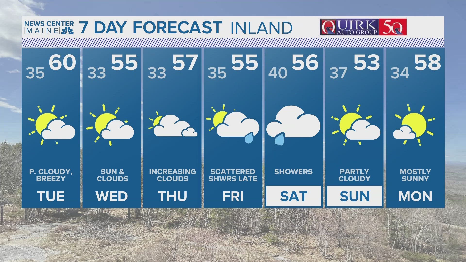 NEWS CENTER Maine Weather Video Forecast: Updated 5 p.m. Monday, April 15, 2024.