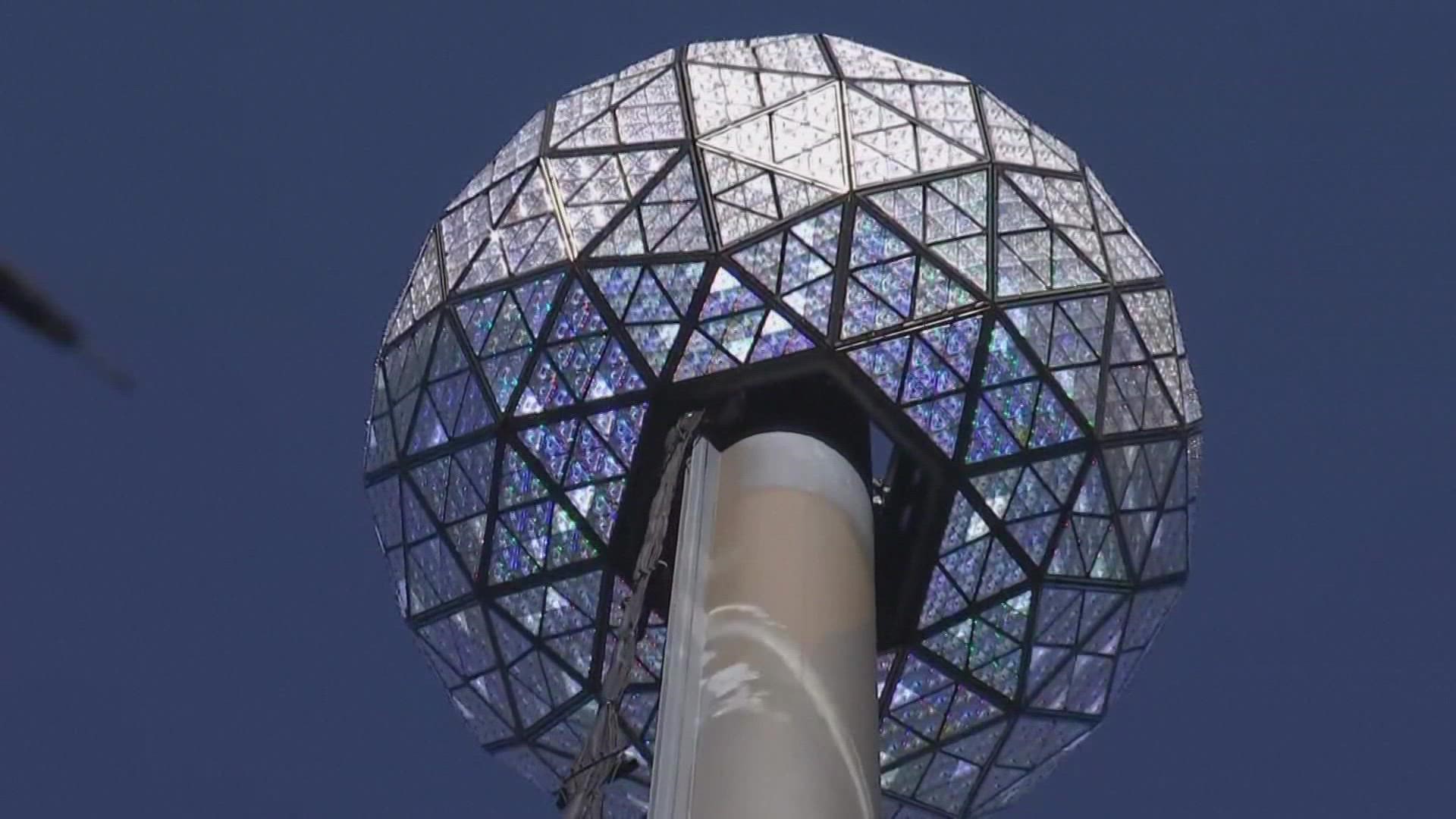 The ball is covered with more than 2K Waterford crystal triangles and illuminated by more than 32K LED lights.