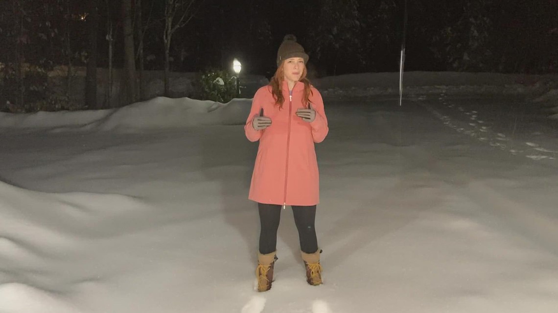 Meteorologist Mallory Brooke reports from the foothills of Maine