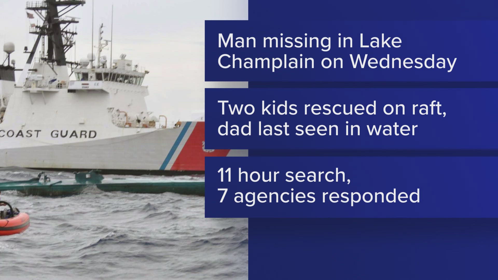 The New England Coast Guard said it has stopped its search for a boater who went missing Wednesday on Lake Champlain.