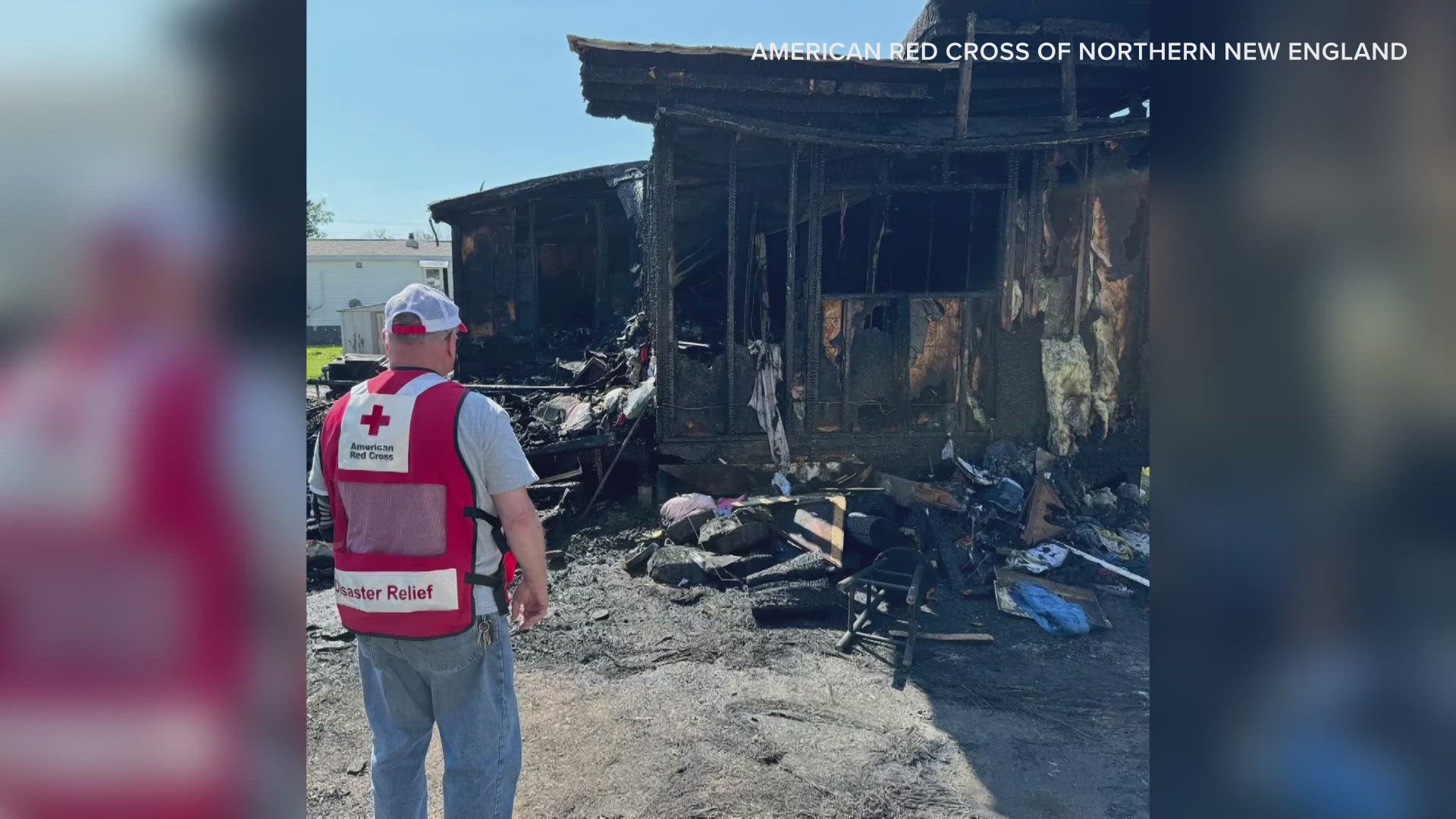 The house is a total loss, but two adults and three children were able to make it out of the home to safety.