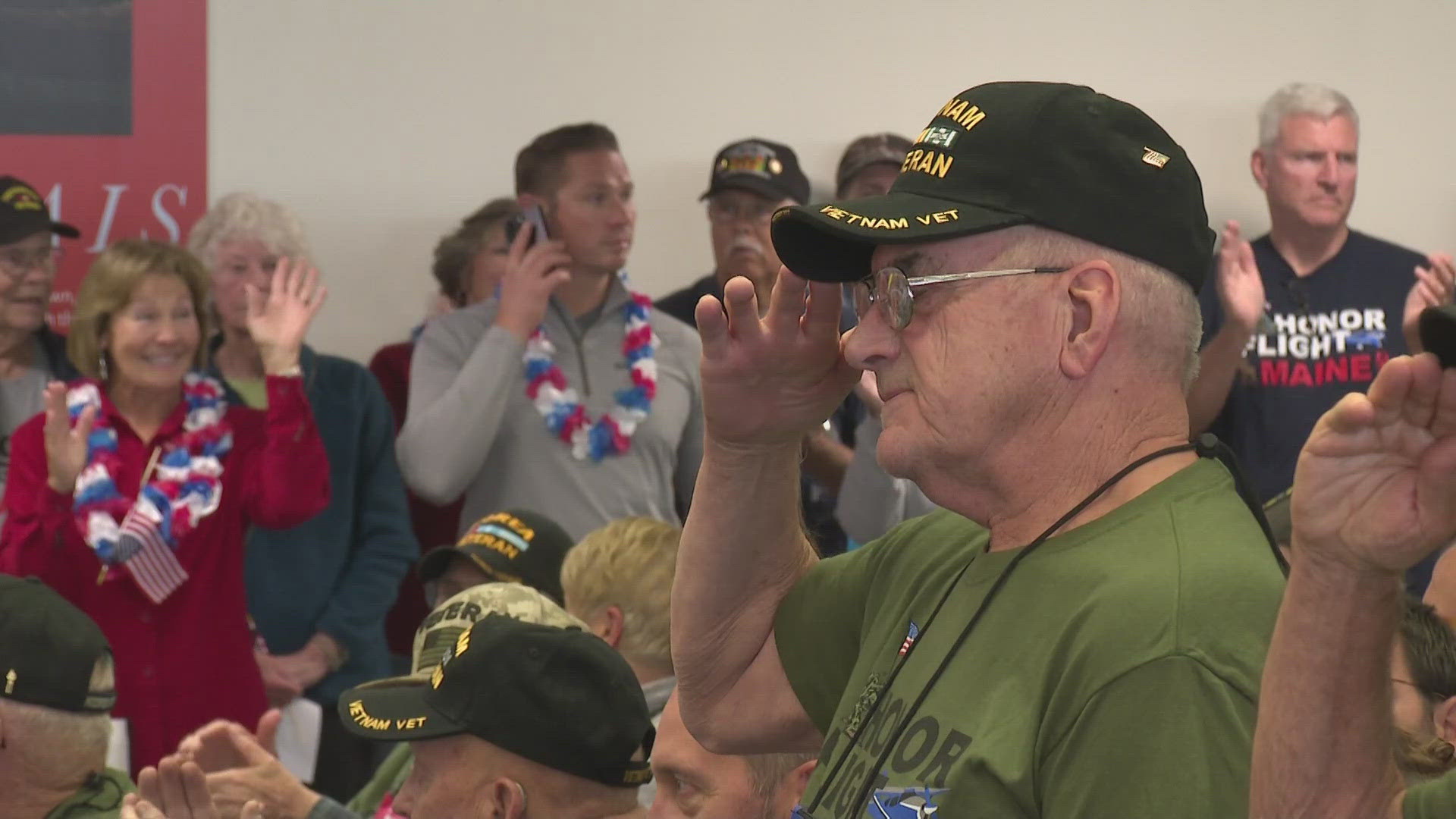 The veterans and their sponsors landed at the Portland Jetport around noon Sunday. The program is entirely free to veterans and put on solely by volunteers.