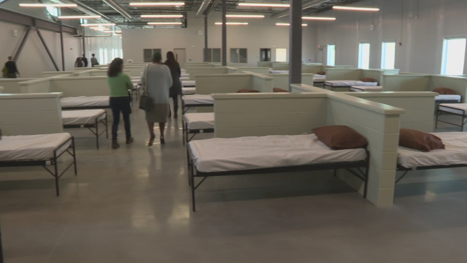 The Homeless Services Center on Riverside Street opened for guests Tuesday, and all but one bed was occupied.