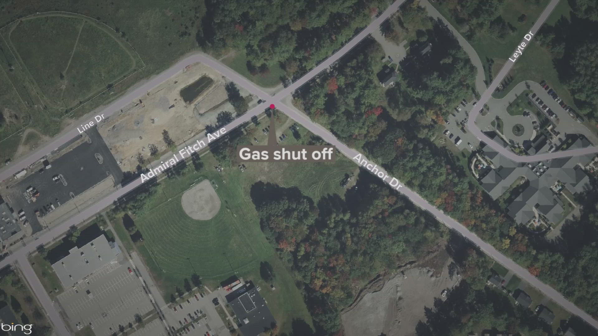 The town shut off natural gas service to the areas around Brunswick Landing after they said a construction crew hit a gas line Wednesday morning.