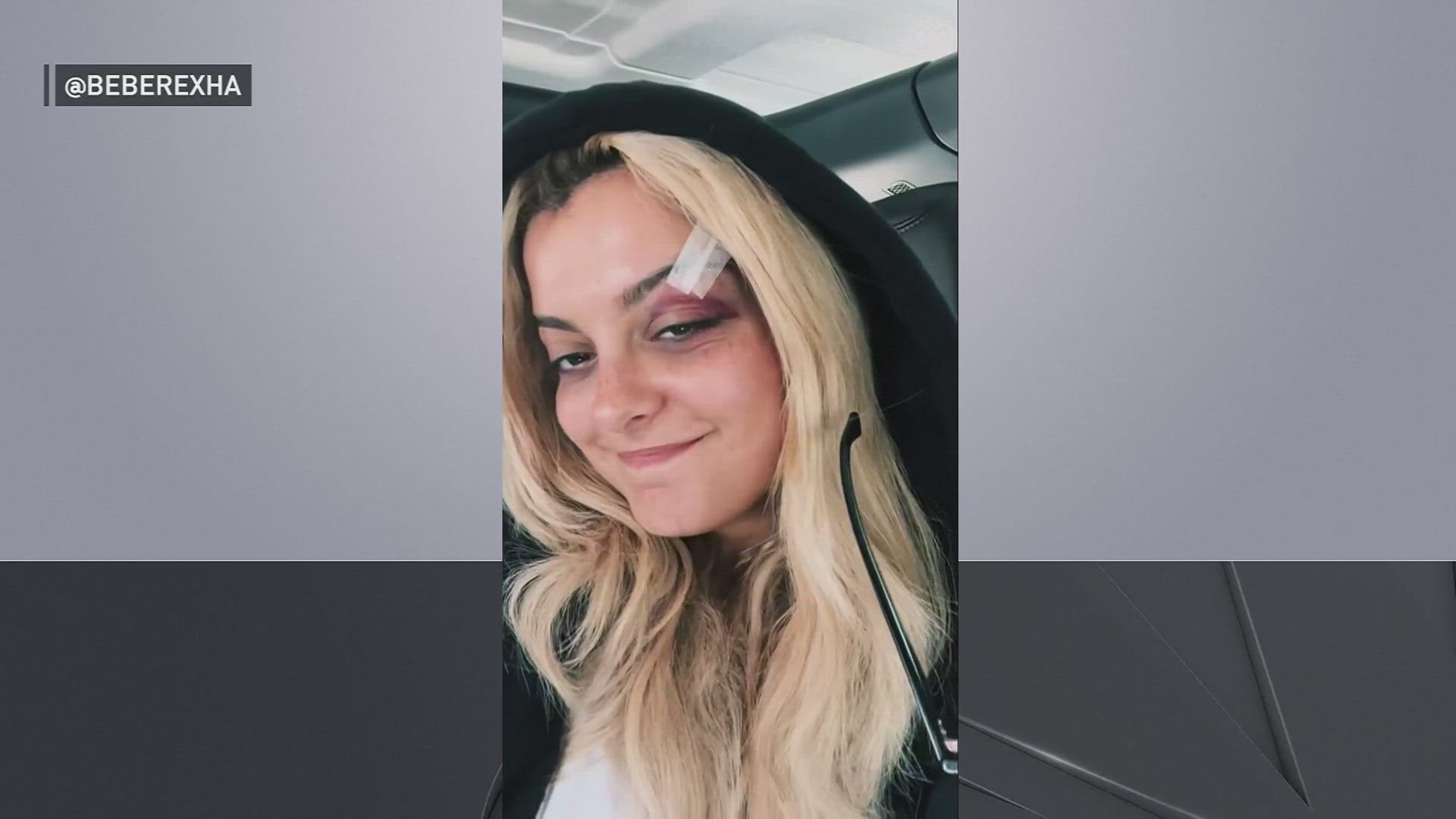 Video posted on social media showed the phone ricocheting off the artist's head, and then Rexha grabbing her face and sinking to her knees.