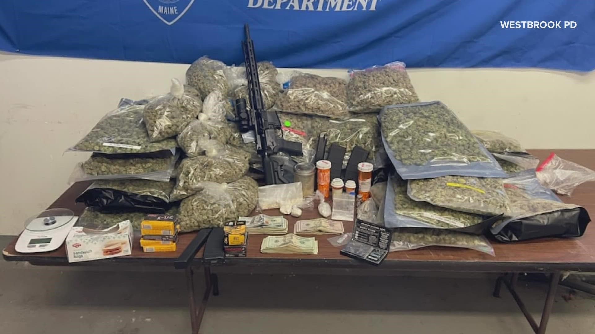 Police say they were conducting an investigation when they found cocaine, ketamine, LSD, various pills, marijuana, and an AR-15 rifle.