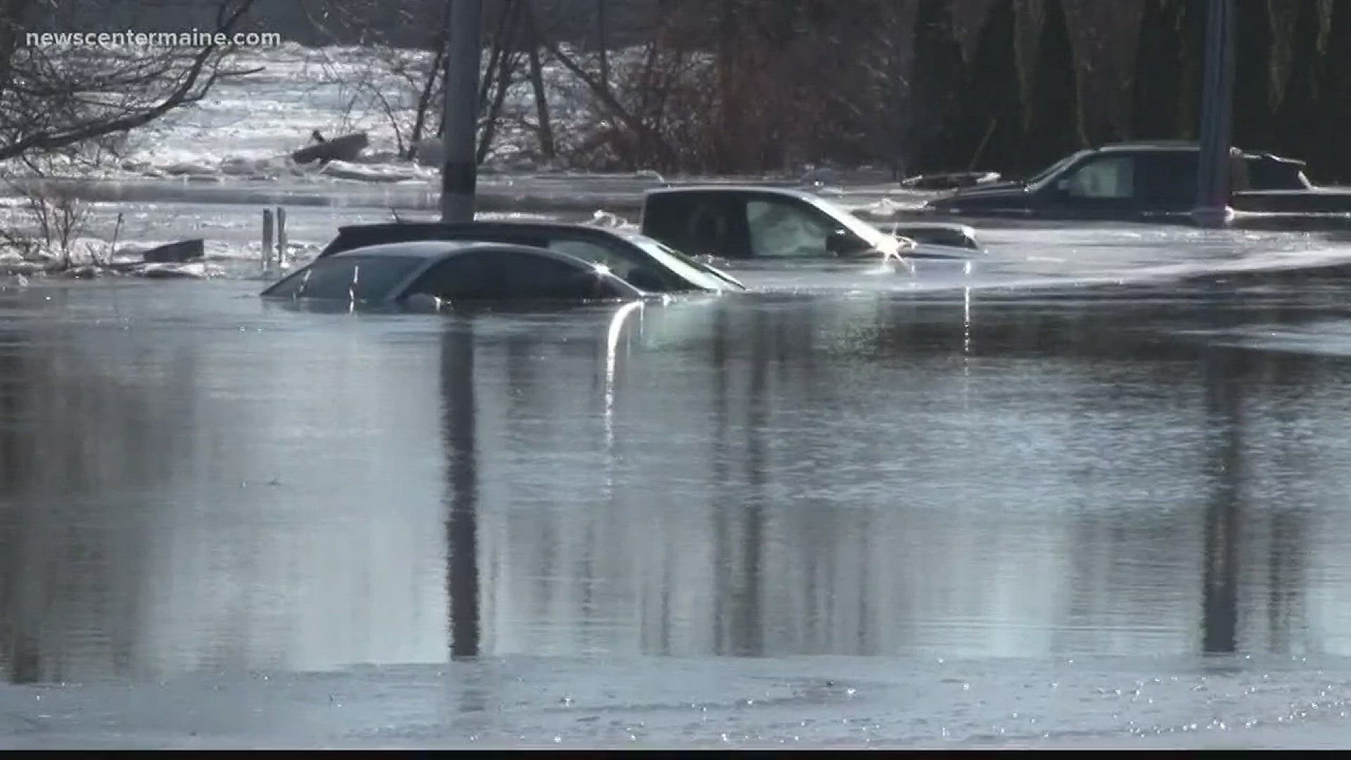 Kennebec River Flooding parking lots