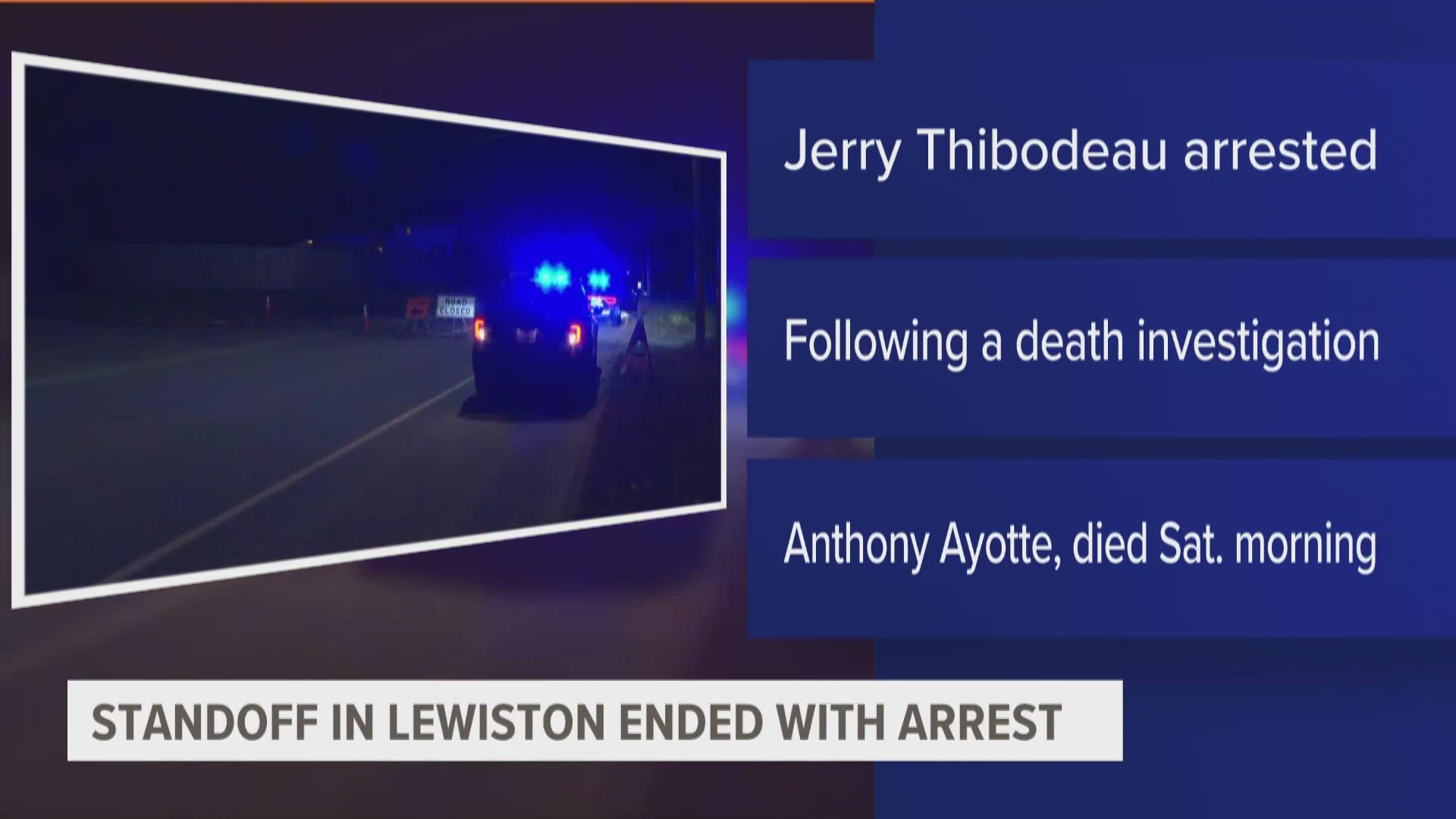 Police say the arrest of Jerry Thibodeau, 36, is connected to a death investigation that began in Lewiston on Friday.