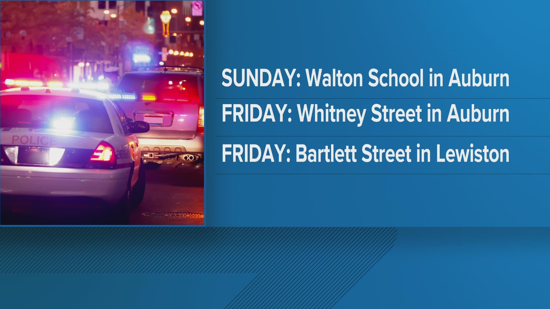 Auburn, Lewiston police search for suspects in three separate shootings