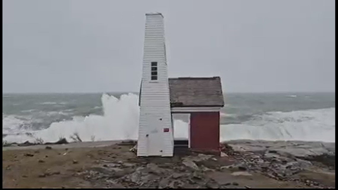 Pemaquid Point bell house struck by massive wave in Saturday storm ...