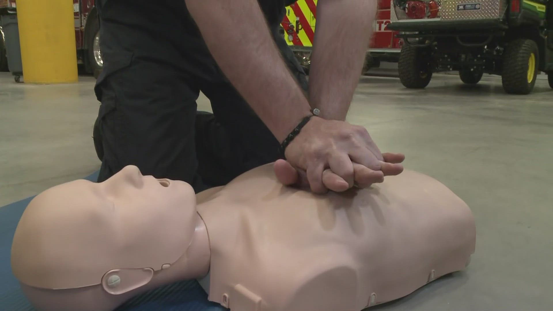 The South Portland Fire Department demonstrated how to perform life-saving hands-only CPR when someone is experiencing cardiac arrest.