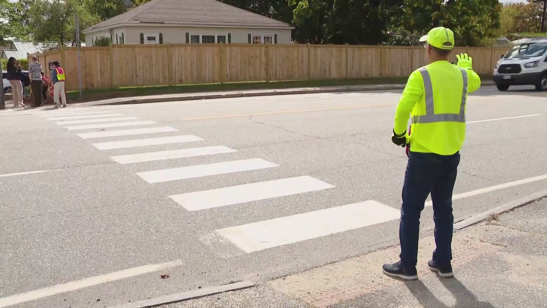 The driver was charged with driving to endanger and issued a traffic citation for failing to yield to a crossing guard. He was not arrested.