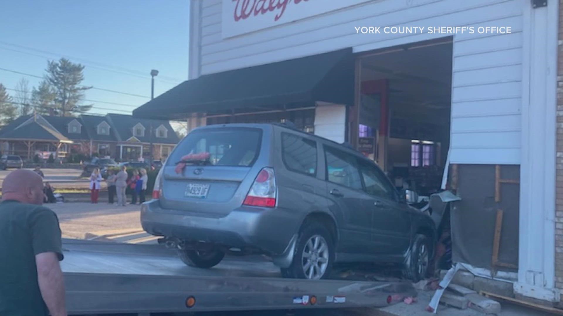 Deputies said the vehicle was placed into drive instead of reverse and driven through the side of the store.