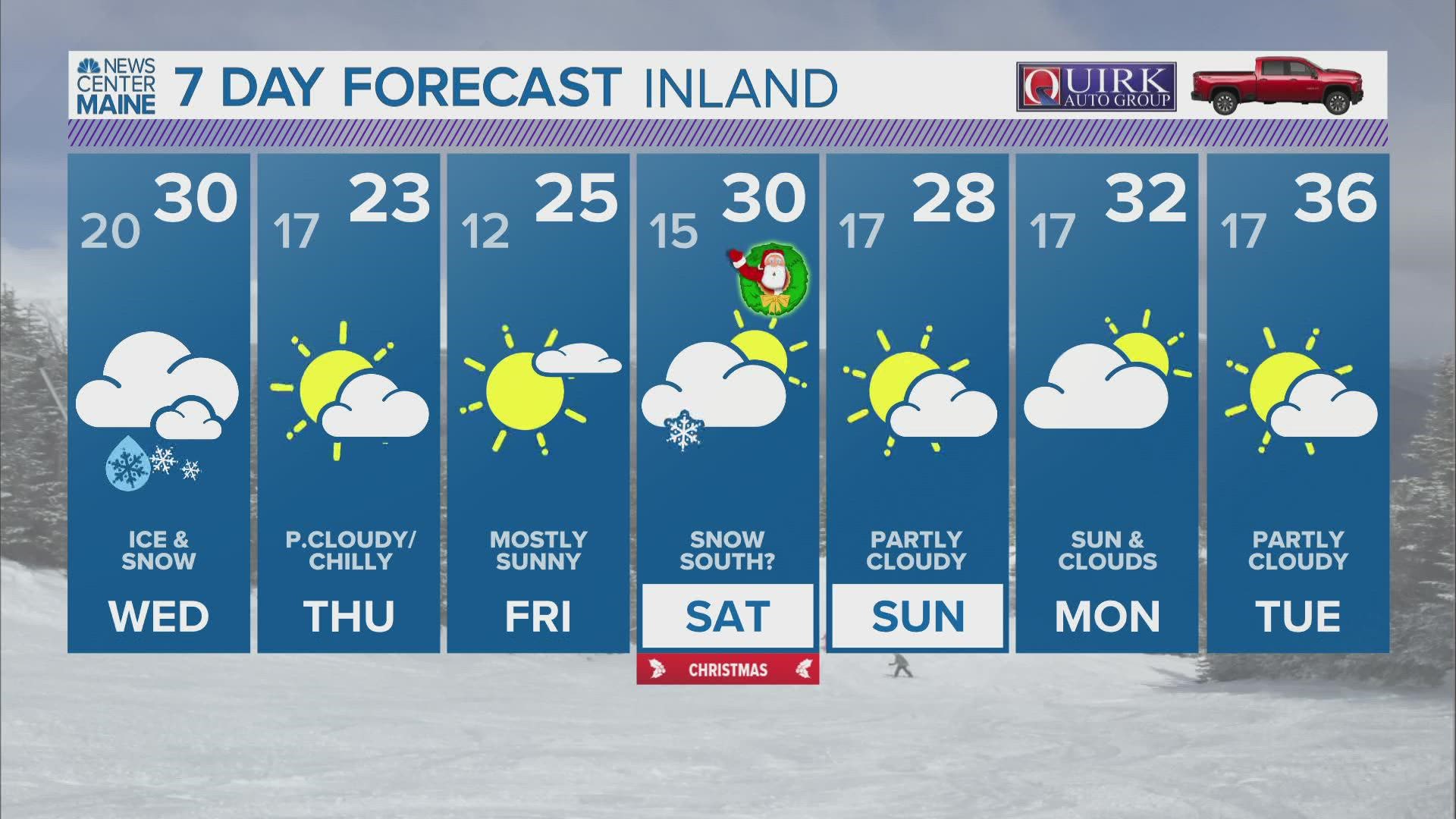 Weather forecast in Maine on Christmas Eve, Christmas Day 2021