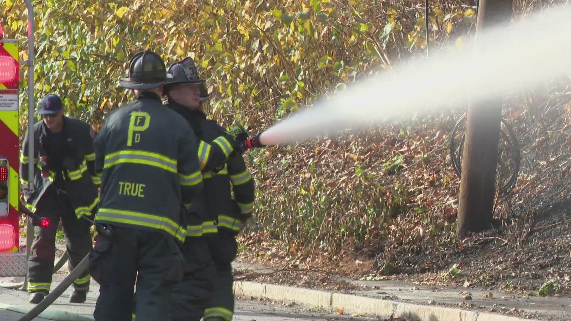 The fire spread along the Western Promenade due to heavy winds and dry grass, officials say.