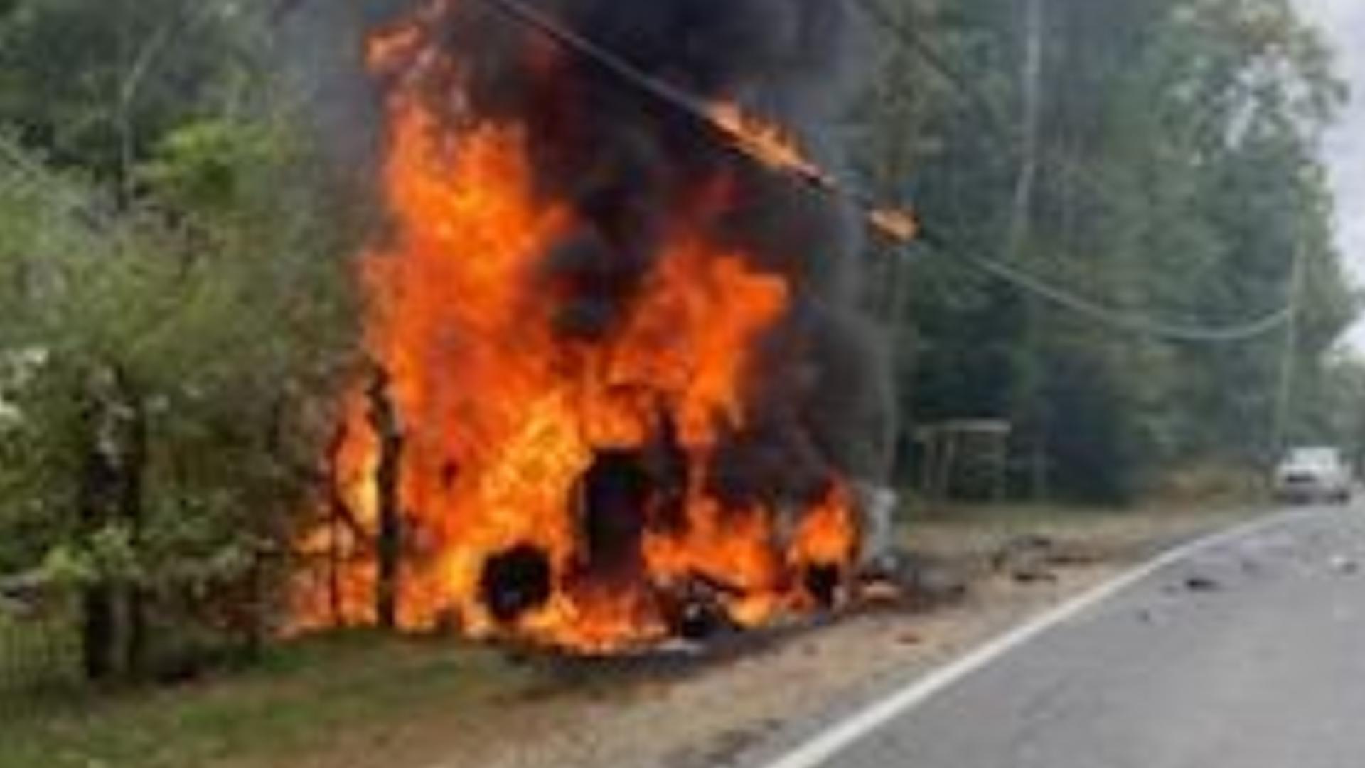 Both vehicles caught fire and became fully engulfed in flames, the sheriff's office said.