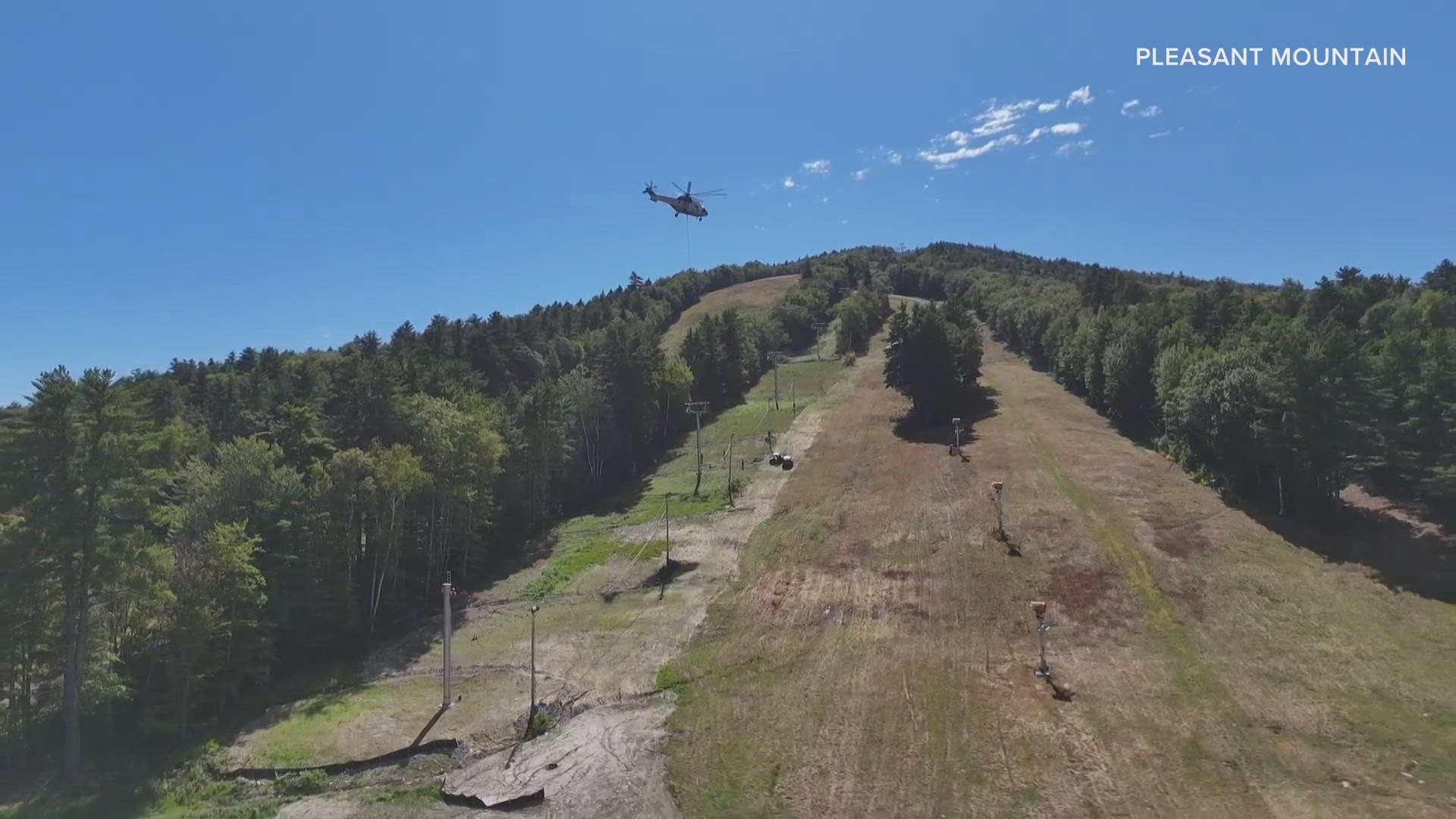 Work is underway to install new towers for the mountain's high-speed, detachable chairlift.