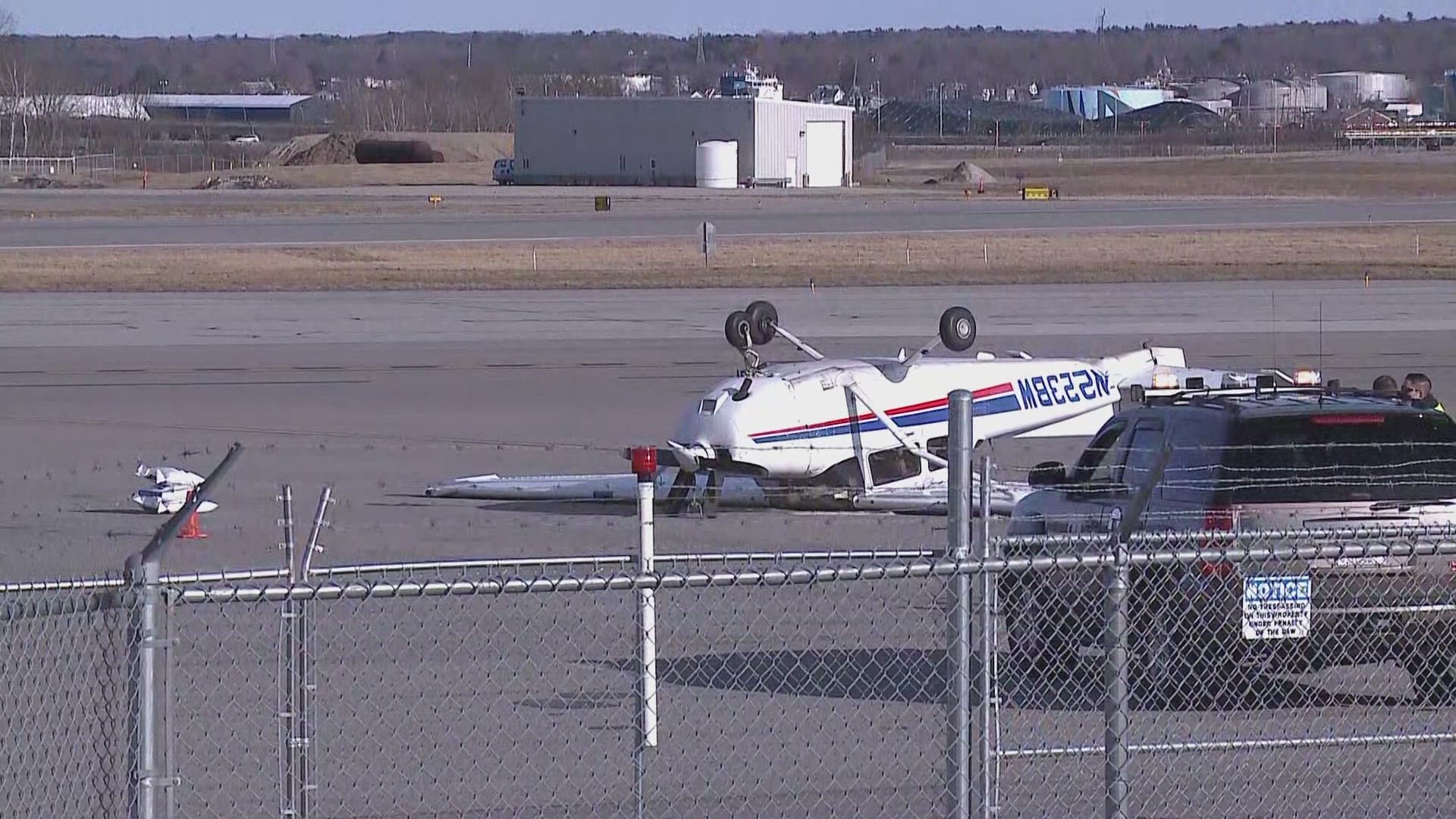 A wind gust apparently caused the Cessna 172 Skyhawk to flip over. It was unoccupied at the time, and no injuries were reported.