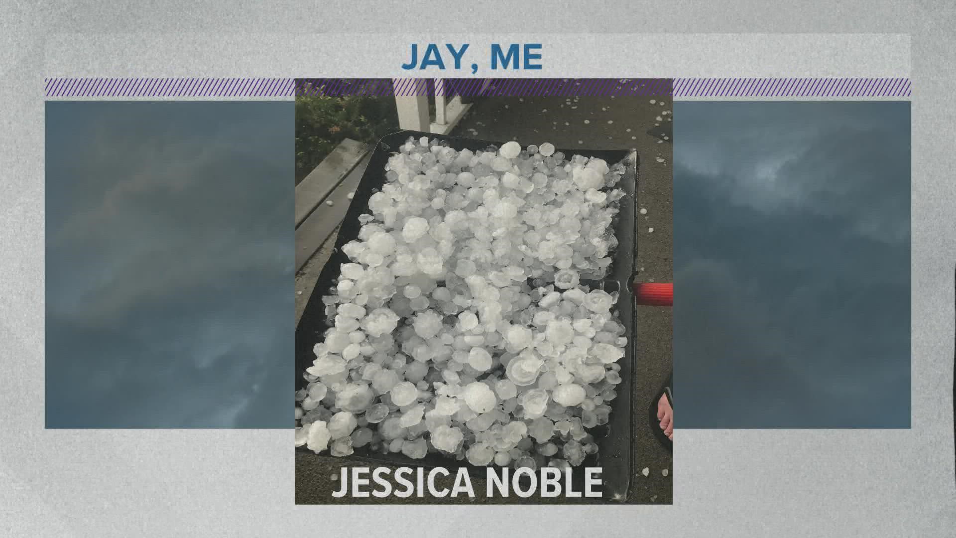 Viewer sends NEWS CENTER Maine 'shovel full' of hail.