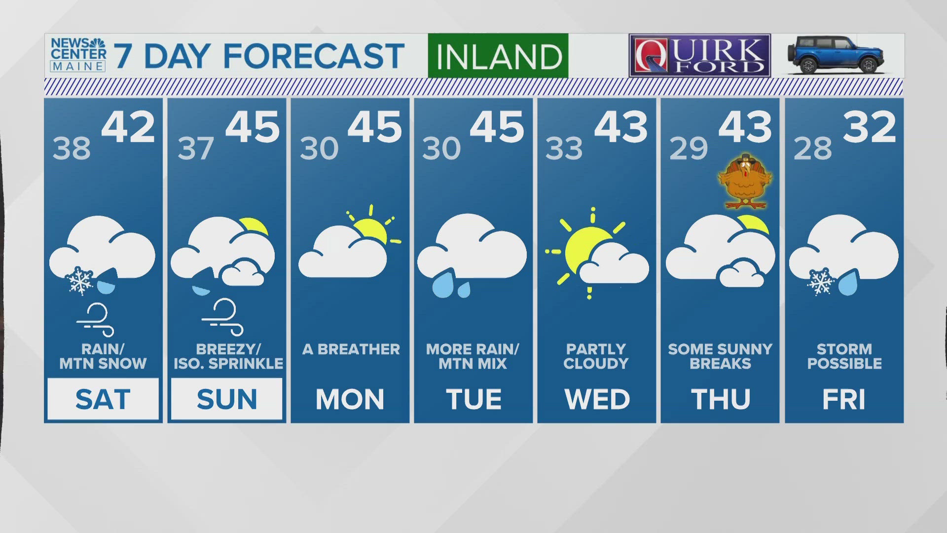 NEWS CENTER Maine Weather Video Forecast UPDATED 11 p.m. Friday, Nov. 22, 2024