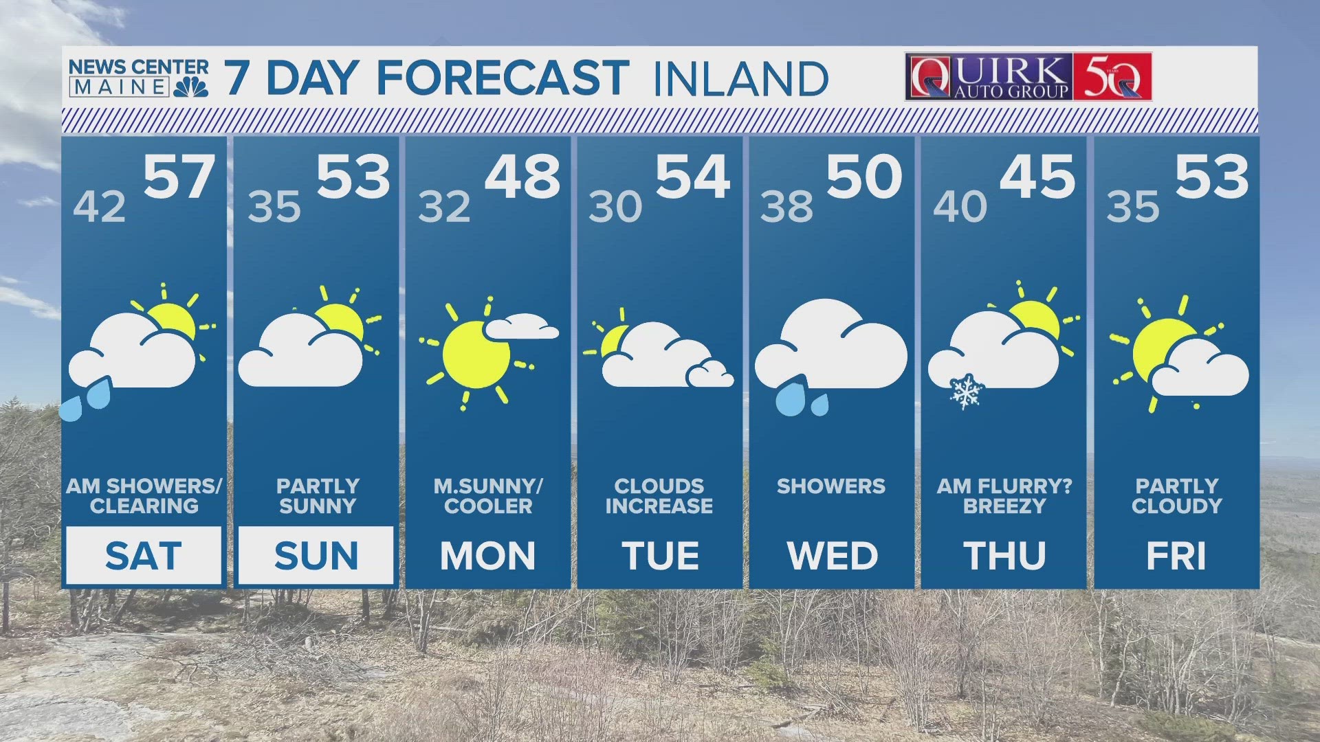 NEWS CENTER Maine Weather Video Forecast UPDATED 11 p.m. Friday, April 19, 2024