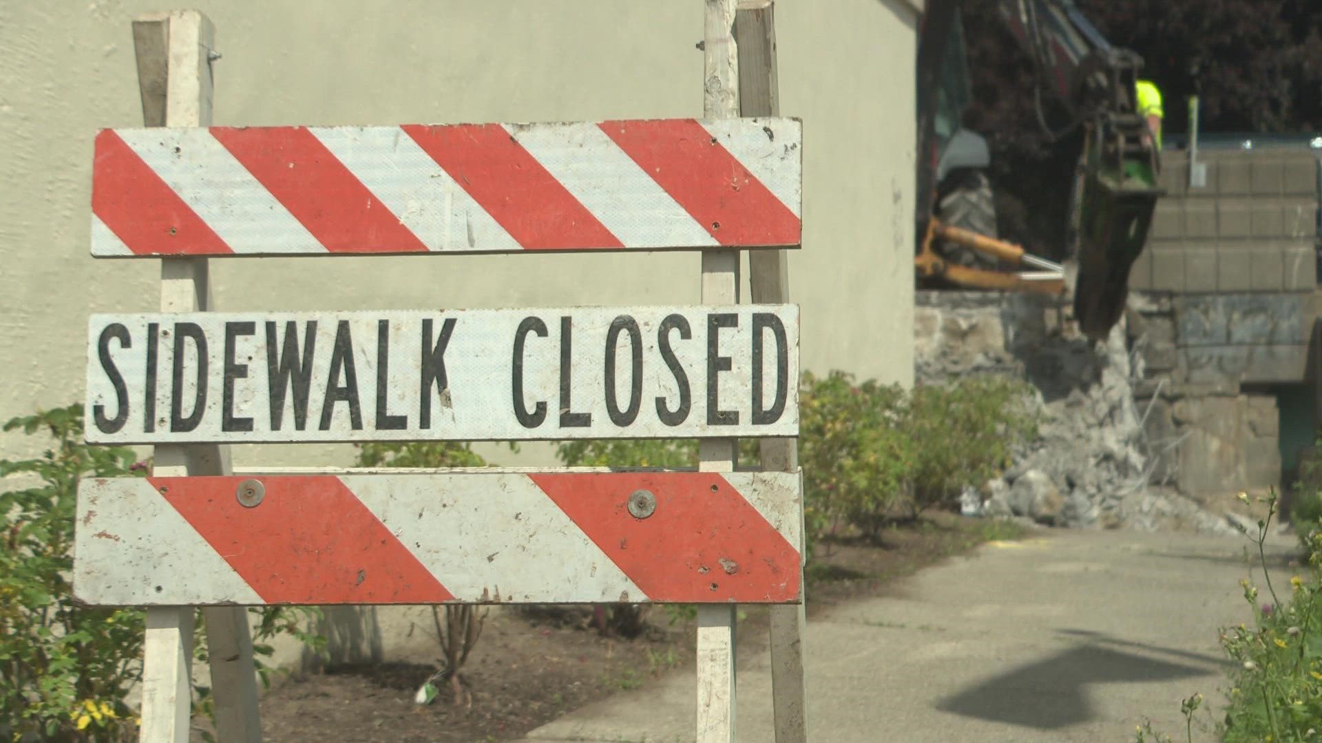 Part of the sidewalk on Hammond Street will be blocked off during the project.