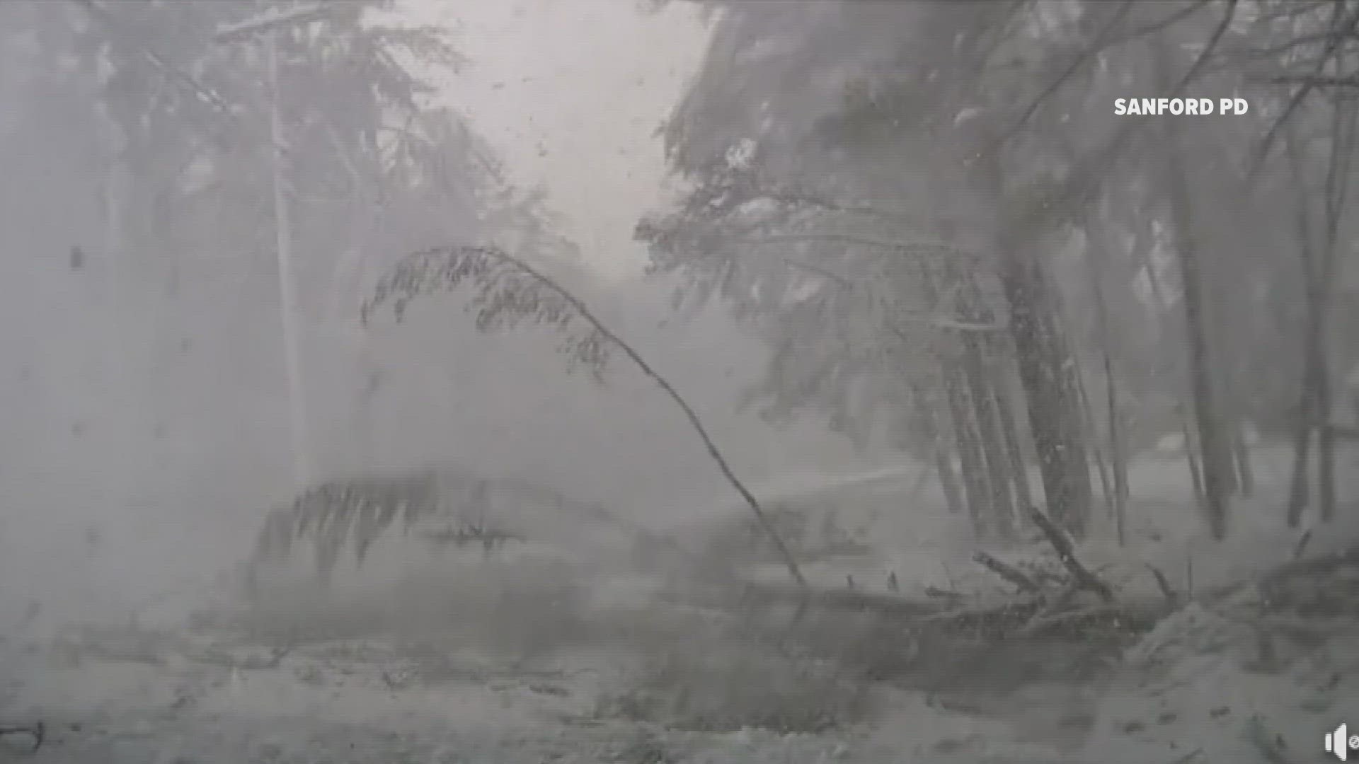 There were 46 crashes and slide-offs on Maine highways by 10 a.m., and a police officer in Sanford had a close call with a falling tree.