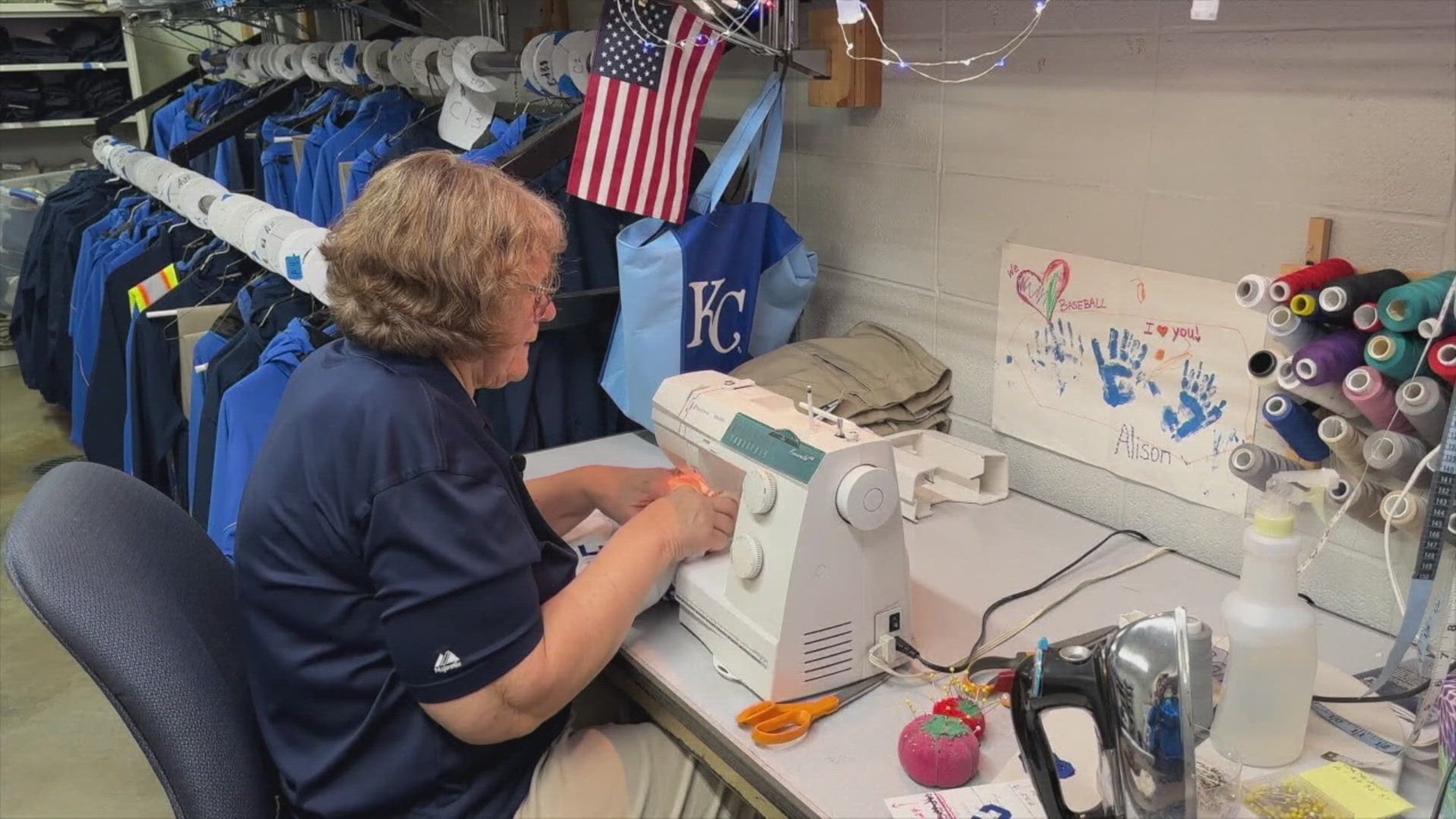 For nearly 30 years, Beverly Vratny has worked underneath Kauffman Stadium sewing and ironing away.