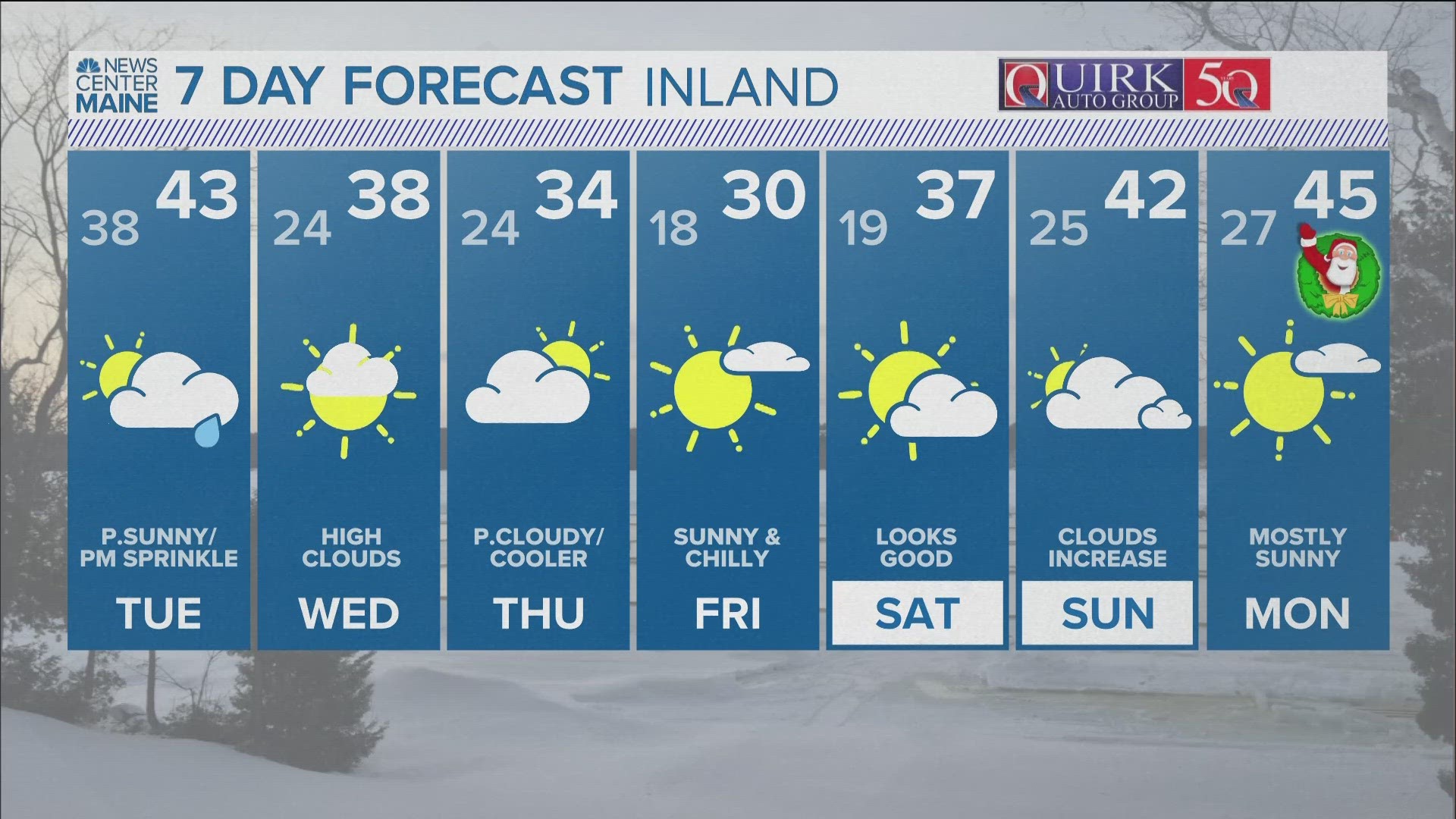 NEWS CENTER Maine Weather Video Forecast: UPDATE 5:30 p.m. Monday, Dec. 18, 2023.