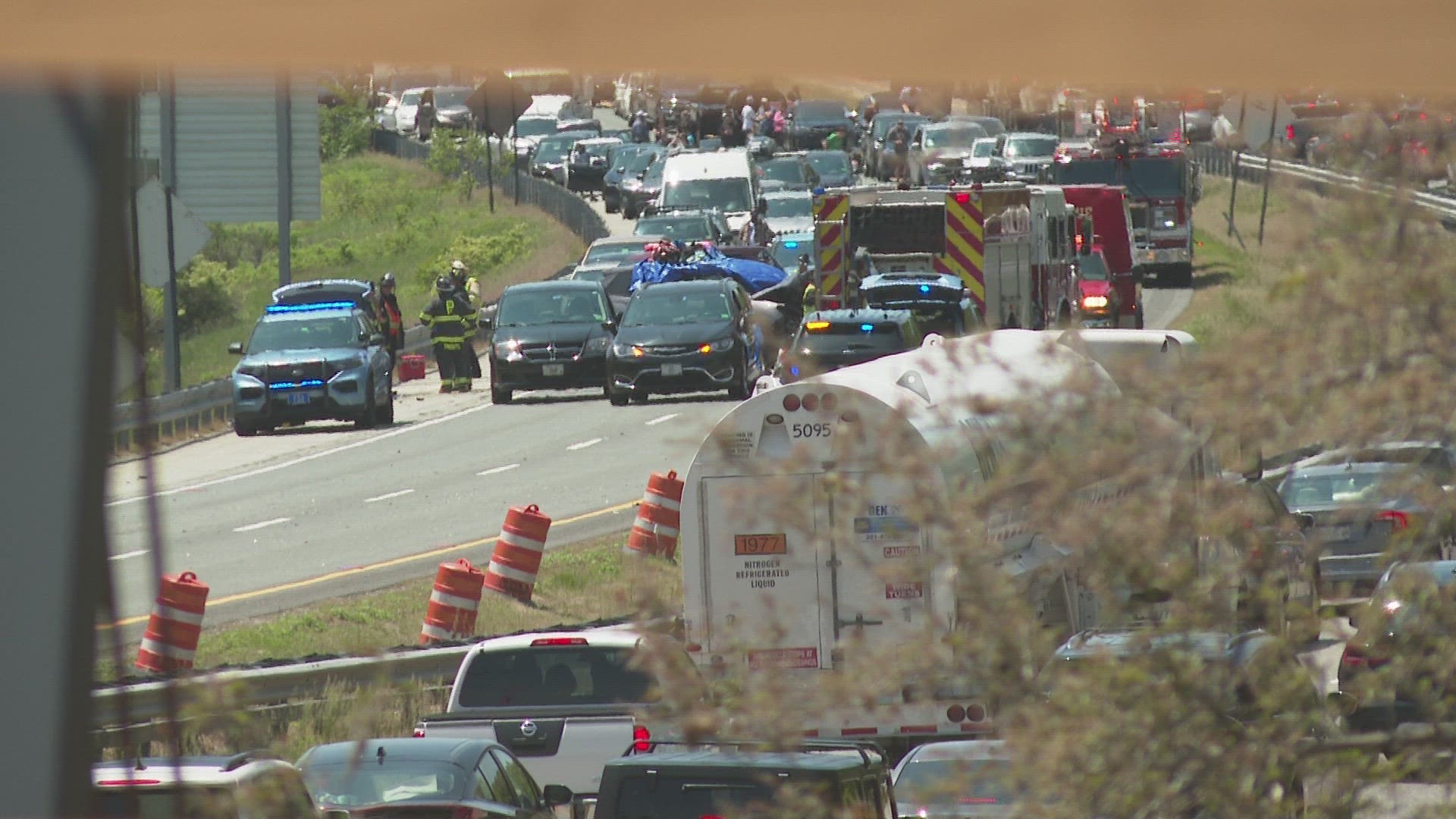 A crash closed the northbound lanes of Interstate 295 in the Falmouth area on Monday.