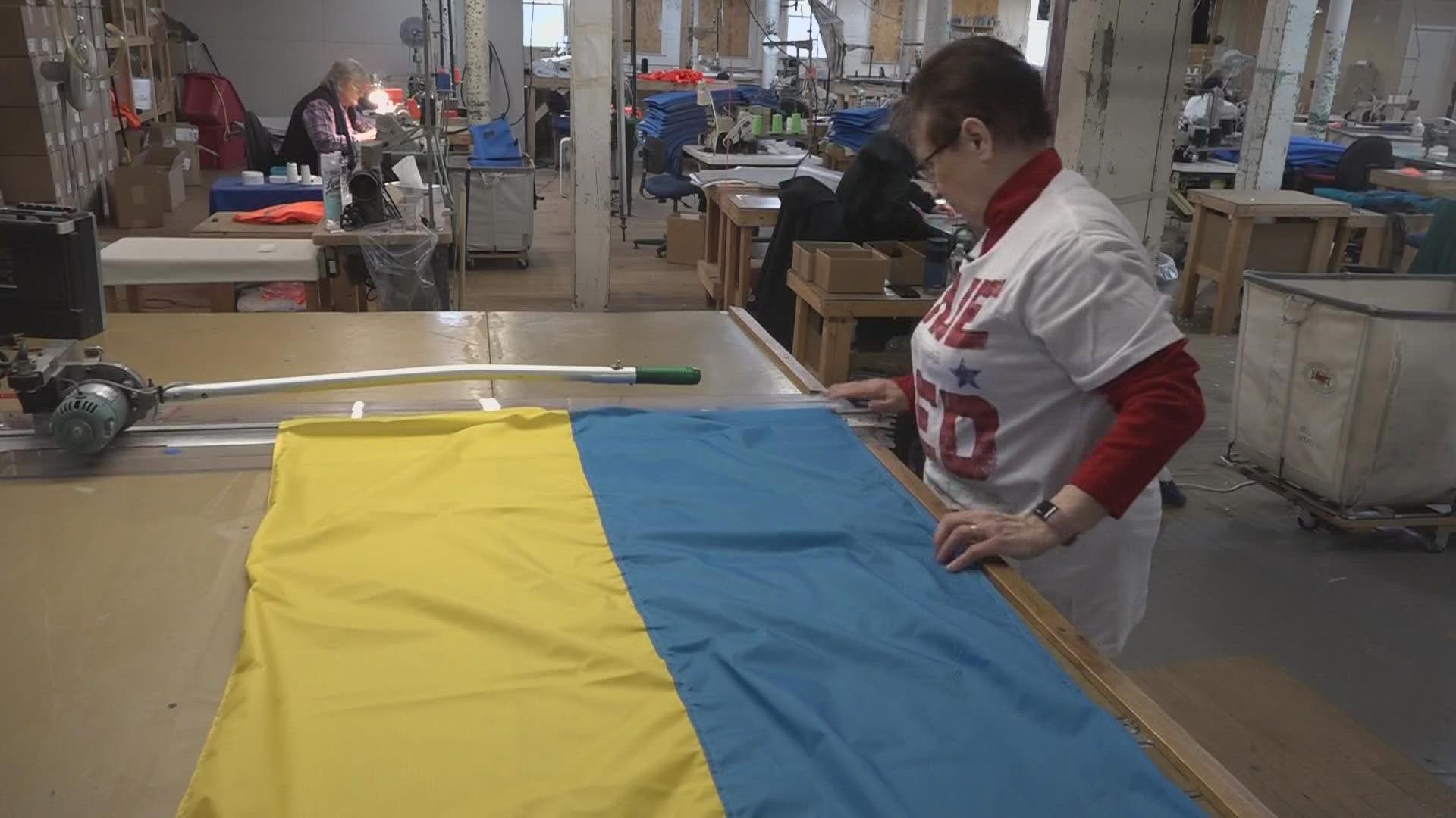 A store in Skowhegan, 1901 Maine Flag, is finding many Mainers want to show their support for Ukrainians with a Maine-made product.