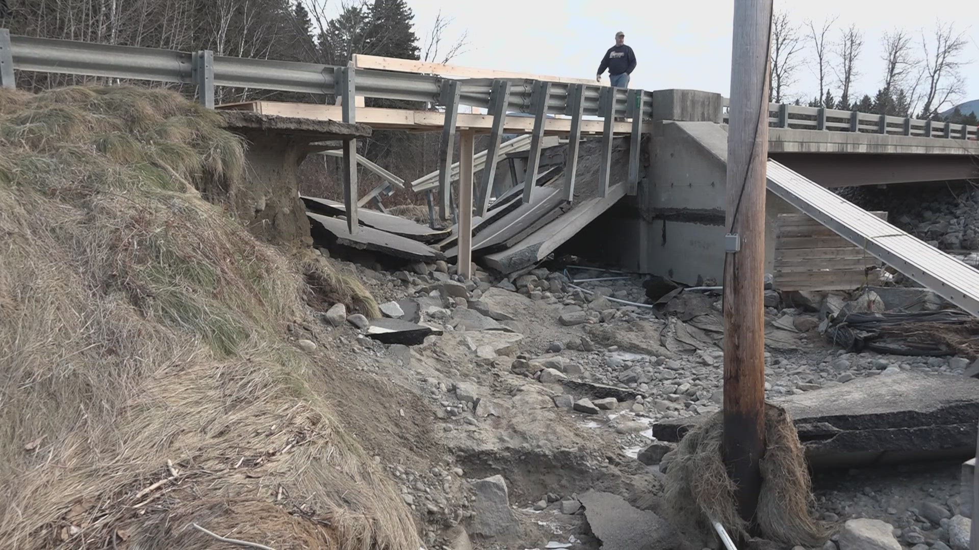 A slender wooden footbridge is the only direct connection between Rangeley and Eustis. Locals, however, are finding a way through by "pioneering."