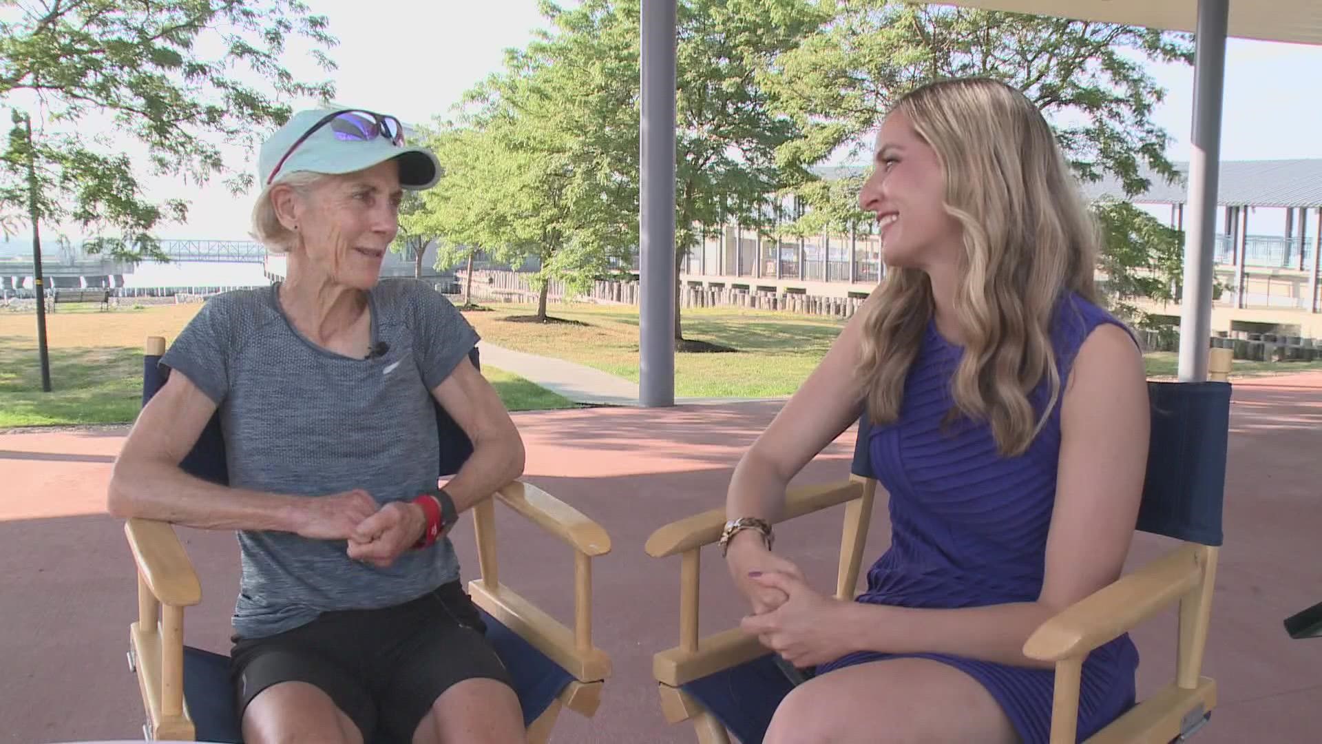 Beach to Beacon founder and Olympic gold medalist Joan Benoit Samuelson led a special training run Thursday morning with The Cromwell Center's race team.
