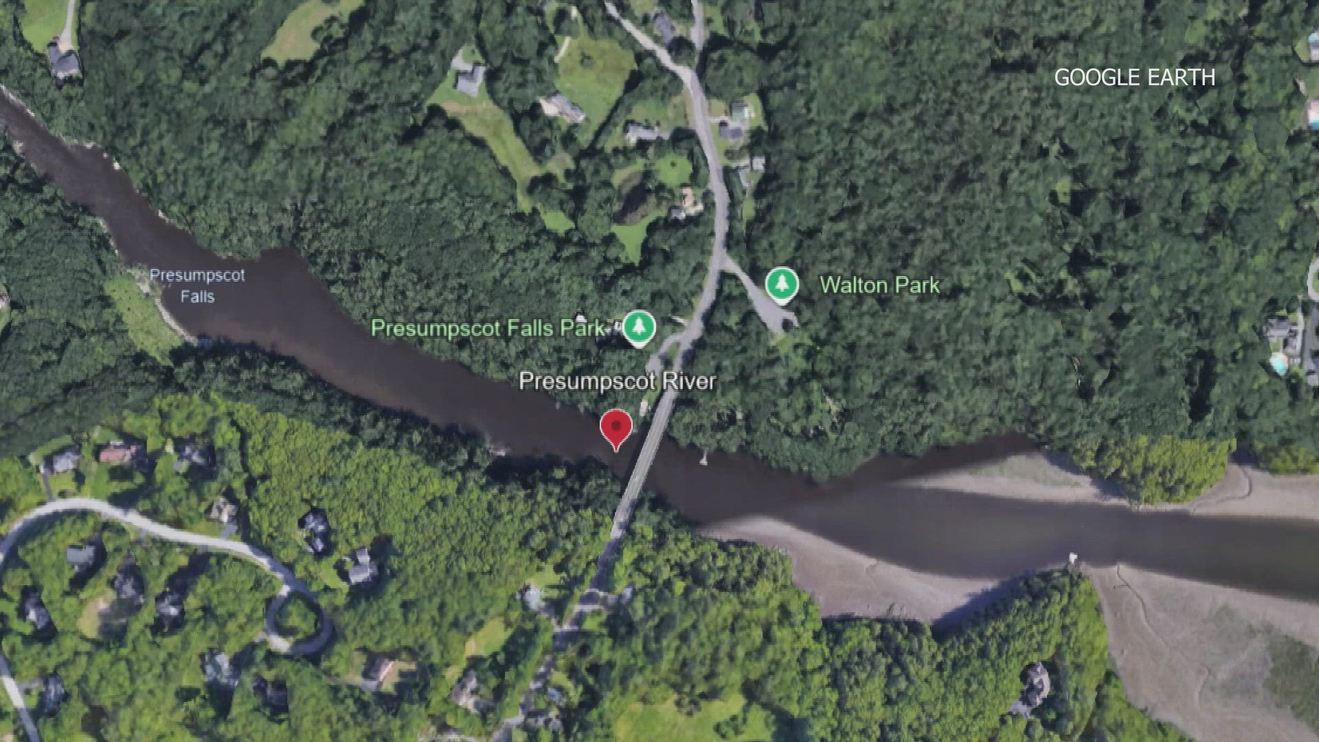 The remains were found on the bank of the Presumpscot River next to Walton Park, according to Falmouth police.