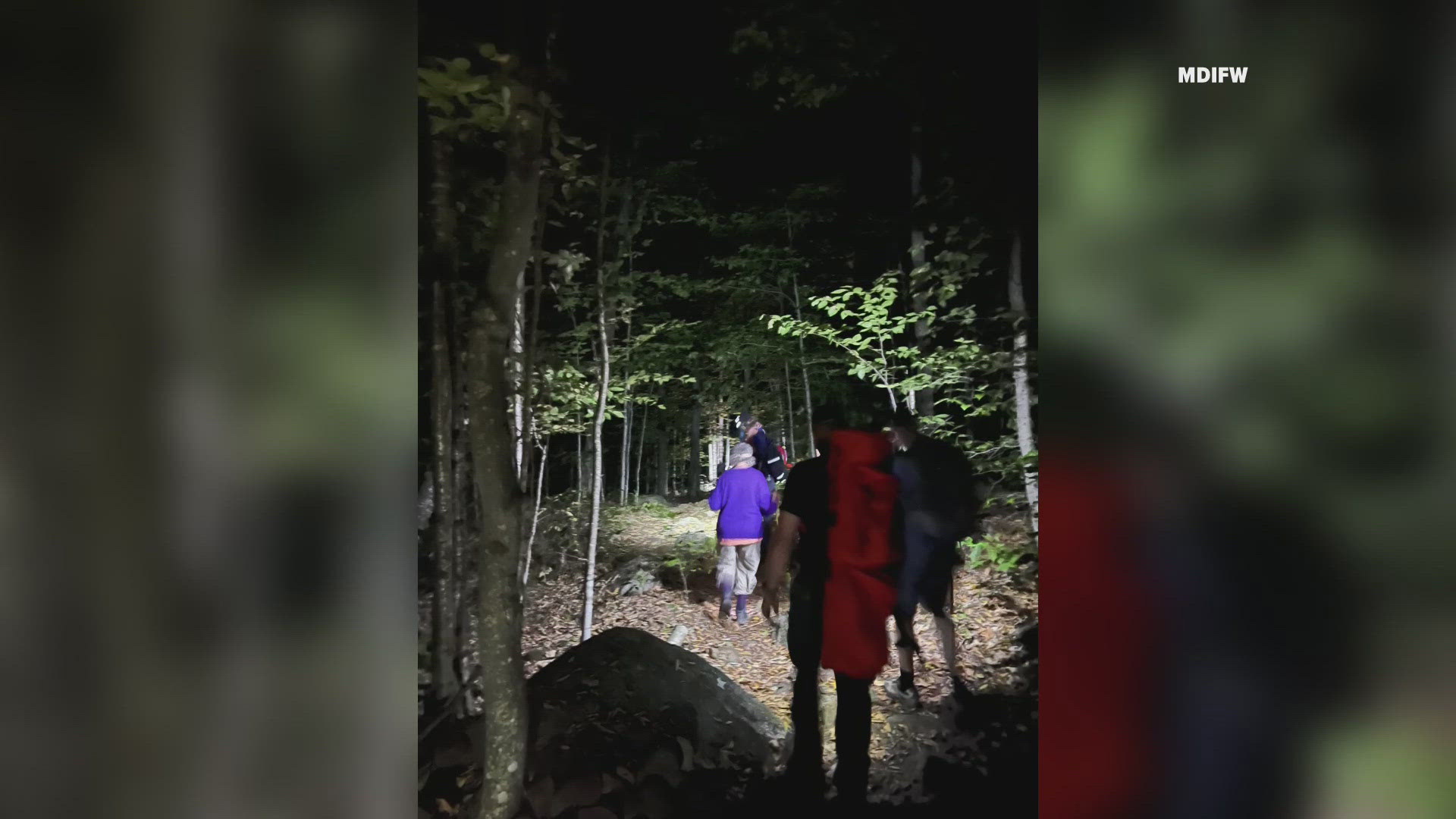 An 84-year-old woman from Massachusetts suffered a head injury Friday from a fall she took while hiking a trail on the southeast side of Tumbledown Mountain.