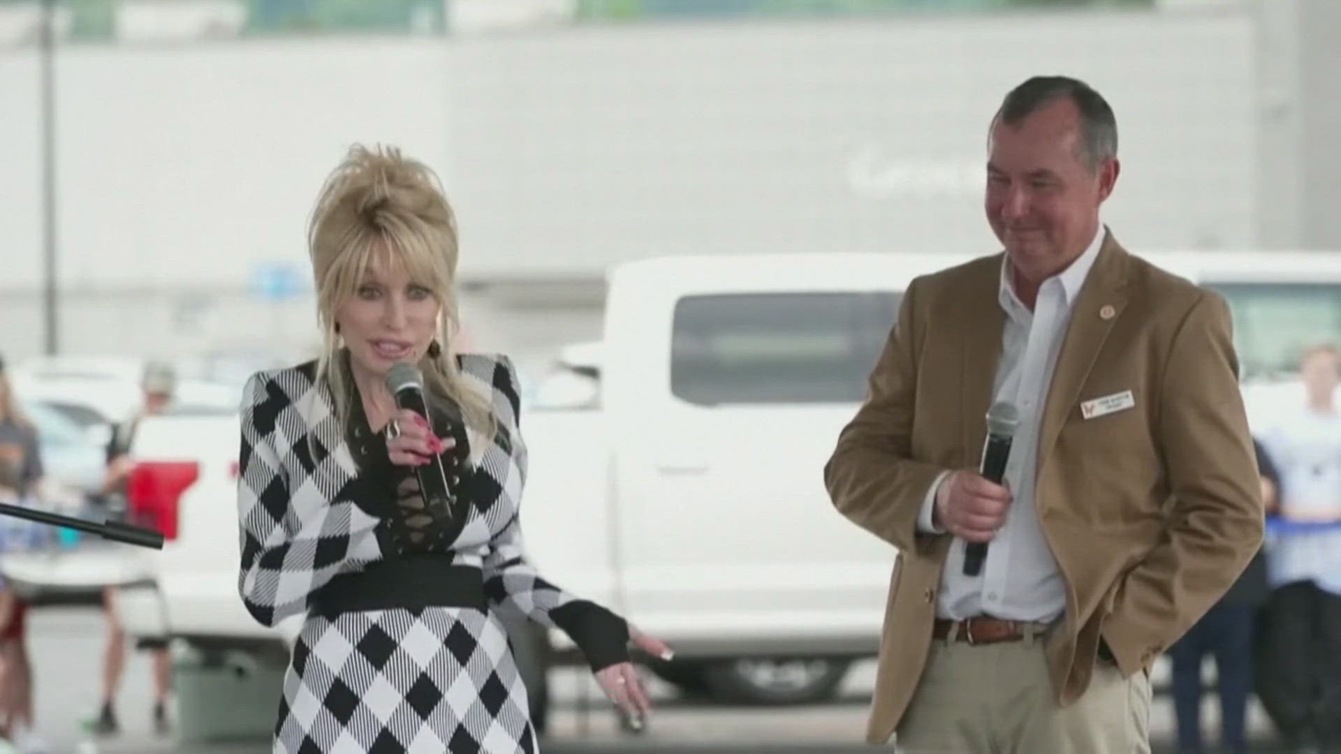 Dolly Parton made an appearance at the Newport Walmart to announce a major donation to help flood victims on Friday.