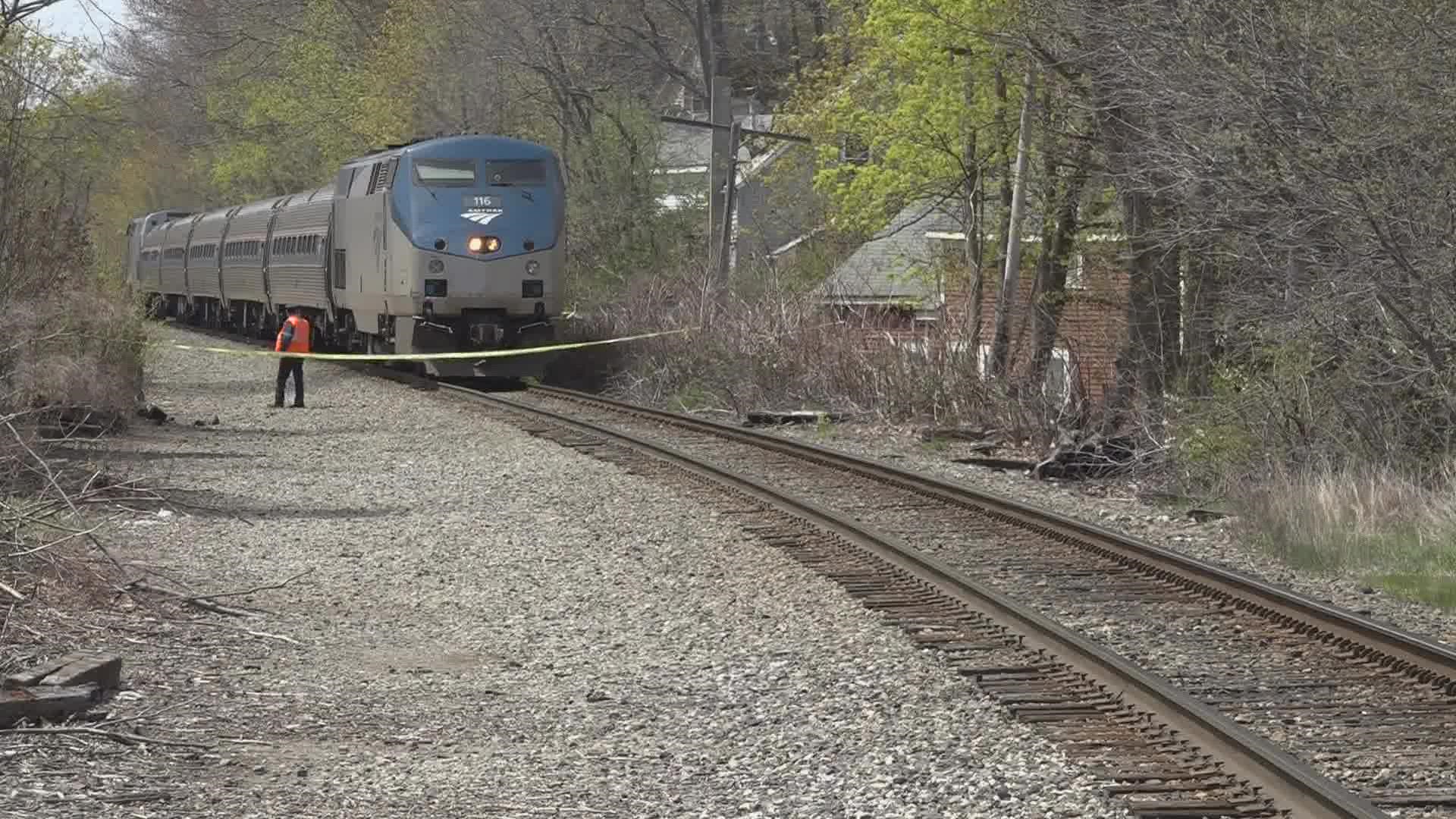 Two people died after being struck by an Amtrak train Sunday in Biddeford, a Biddeford Police Department dispatcher confirmed to NEWS CENTER Maine.