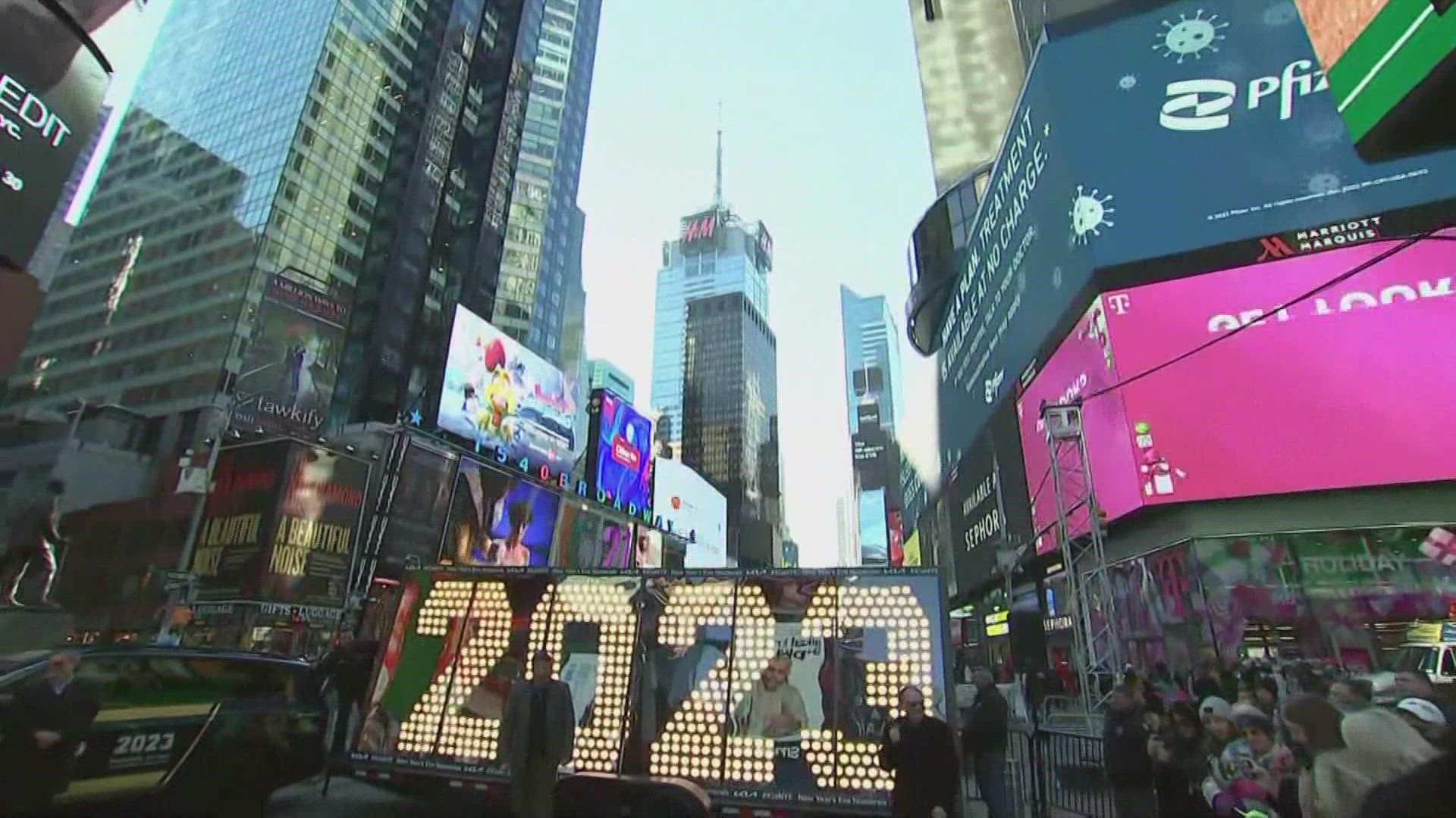 The 7-foot-tall lights made it to NYC just 11 days before the ball drop. The numbers went on a coast-to-coast tour. Soon they will be place on top of 1 Times Square.