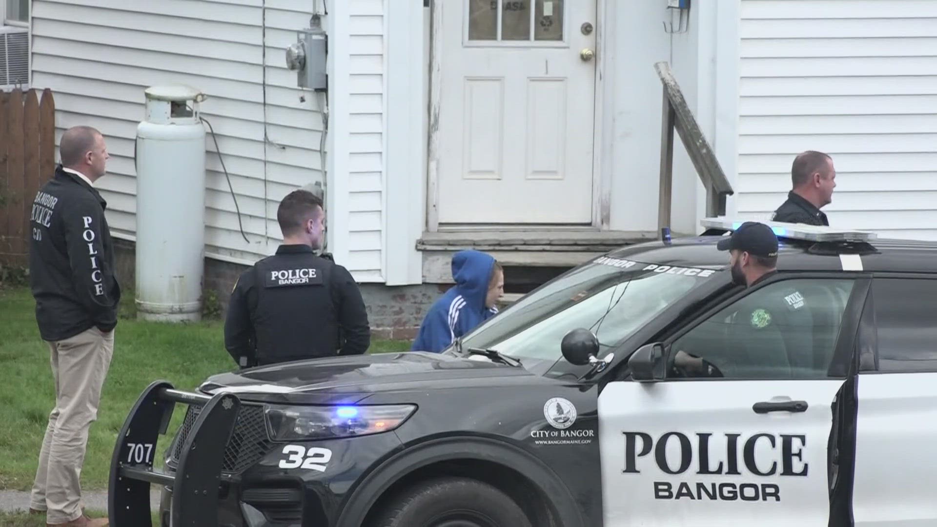 When Bangor police arrived at the scene, they took about 10 people out of the house and arrested five of them on outstanding warrants, Sgt. Jason McAmbley said.