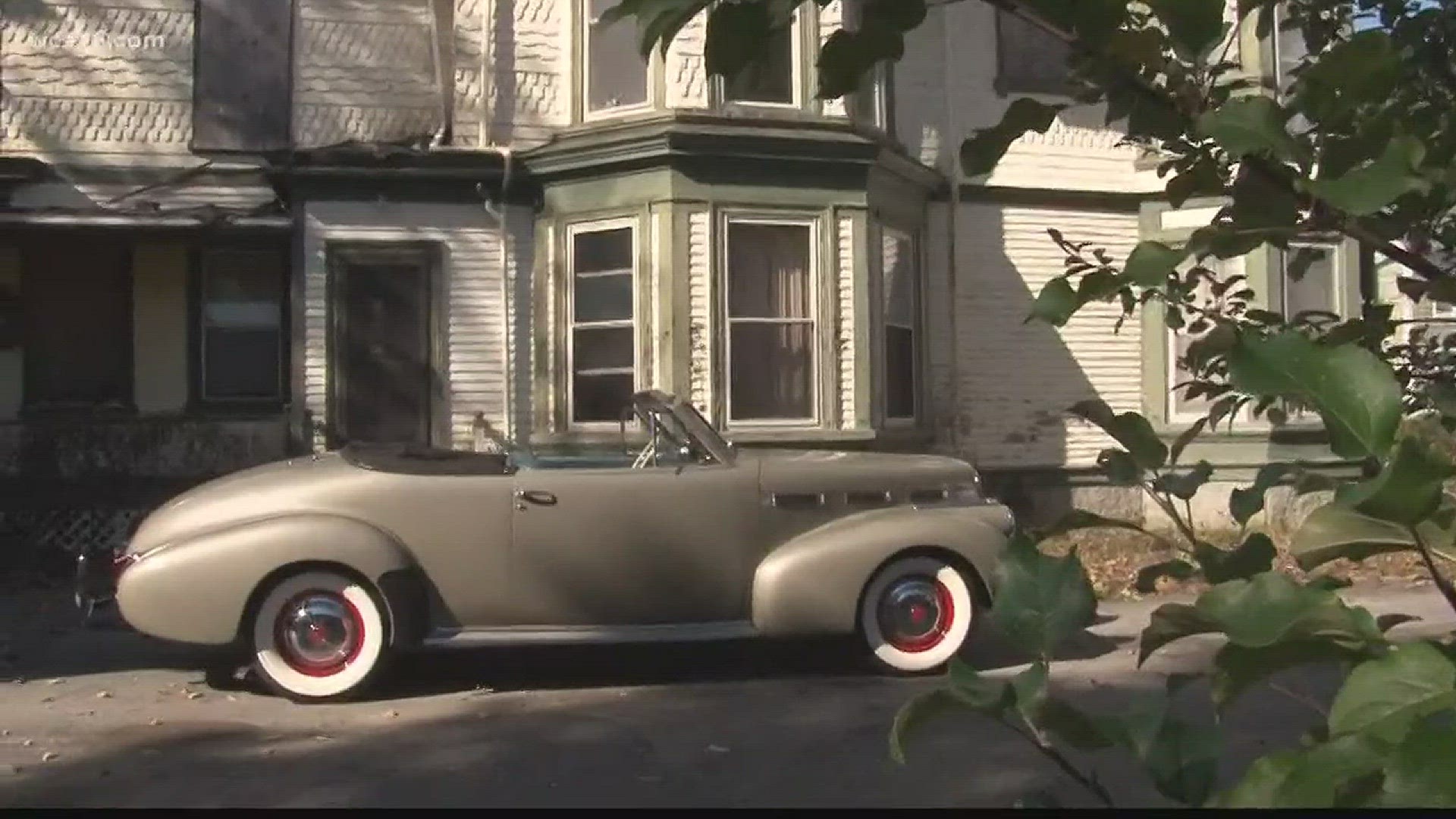 A 1940 LaSalle convertible returned to 90 Temple Street in Saco, an endangered historic home where the car's first owner lived.